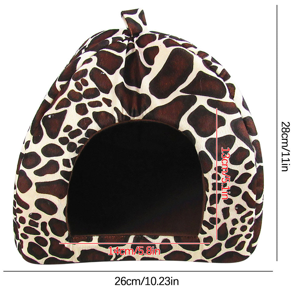 CHGBMOK Cute Strawberry Cat House Indoors Winter Warm Pet Dog Bed Foldable Fleece Warm Yurt