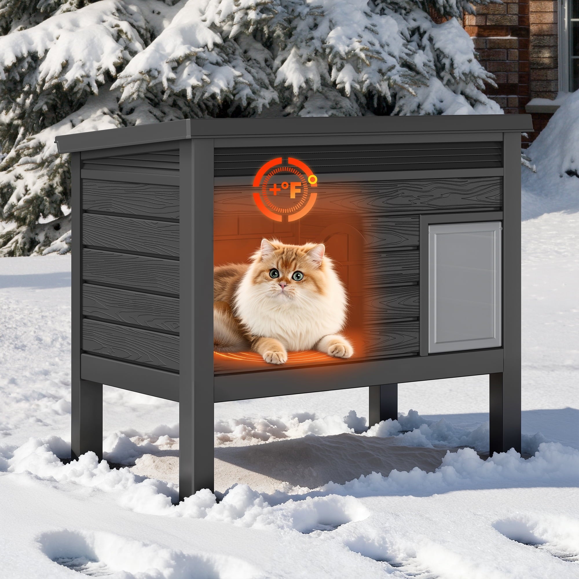 Bifanuo Outdoor Cat House Weatherproof, Insulated Feral Cat Shelter for Outdoor Indoor, Outside Cat Houses for Winter,Secure Escape Doors for Cats