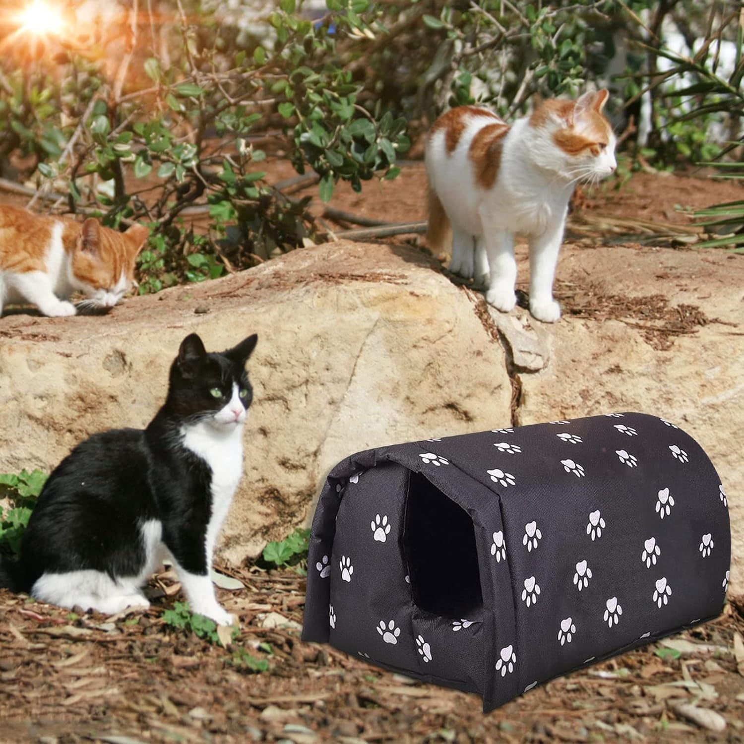 Feral Cat House Outdoor,Stray Warm Cats Shelter Weatherproof Outside Cat House Indoor Foldable,Outdoor Cat House for Winter Outside