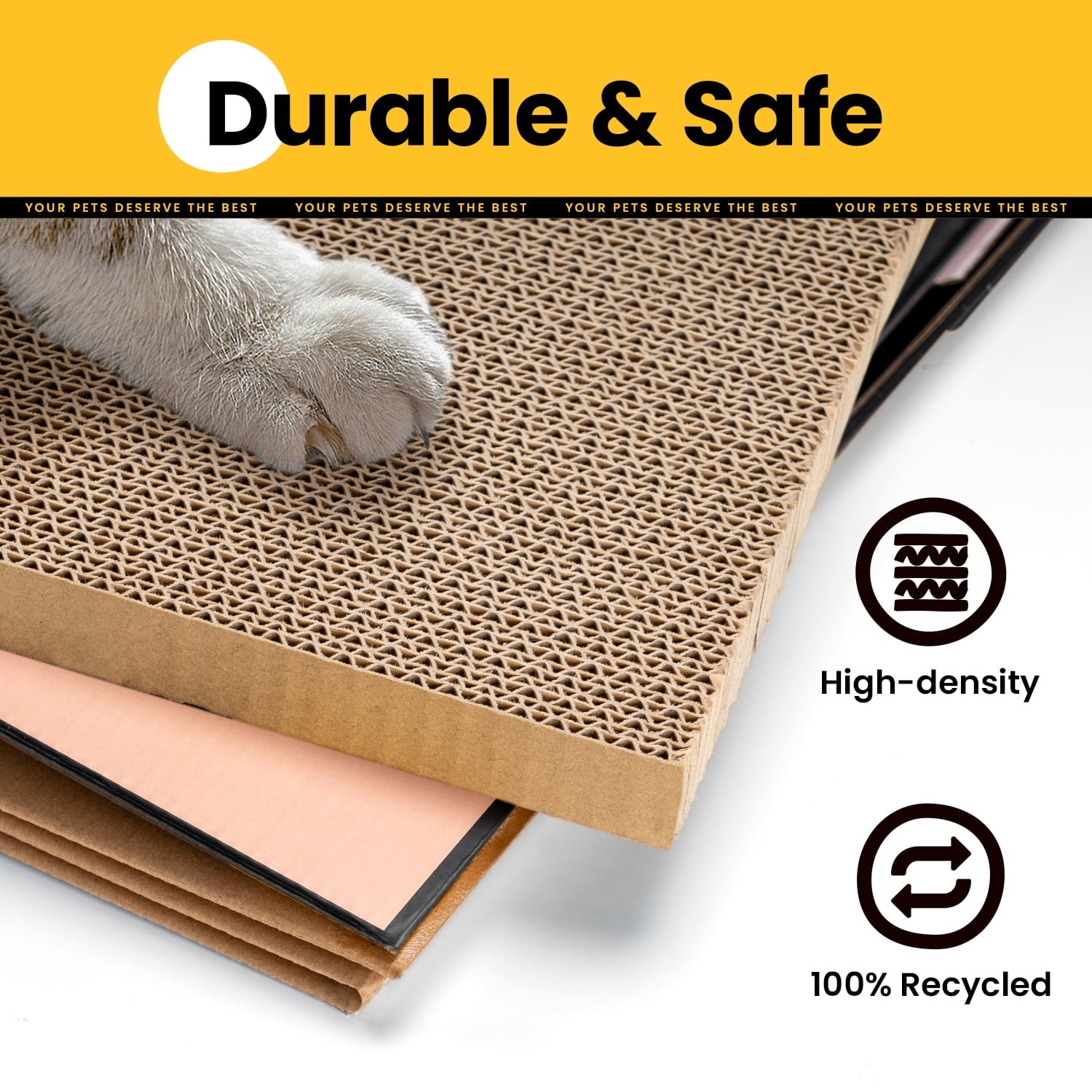 Conlun Cat Scratcher Cardboard Cat House with Cat Scratching Pad&amp;Catnip,Removable Cat Scratcher Pad Home Toy for Indoor Cats