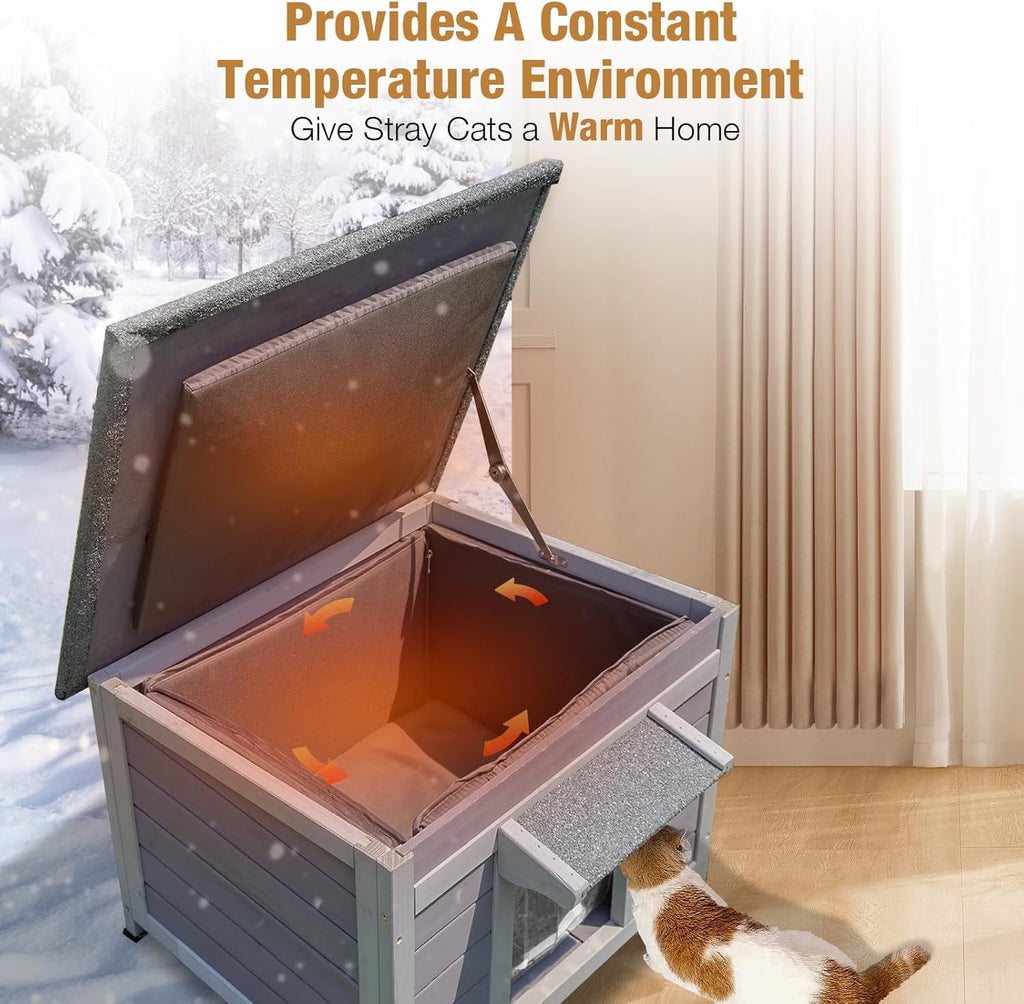 Aivituvin Outdoor Insulated Cat House, Cat Shelter with Insulated Liner, Winter Cat Shelter Outdoor