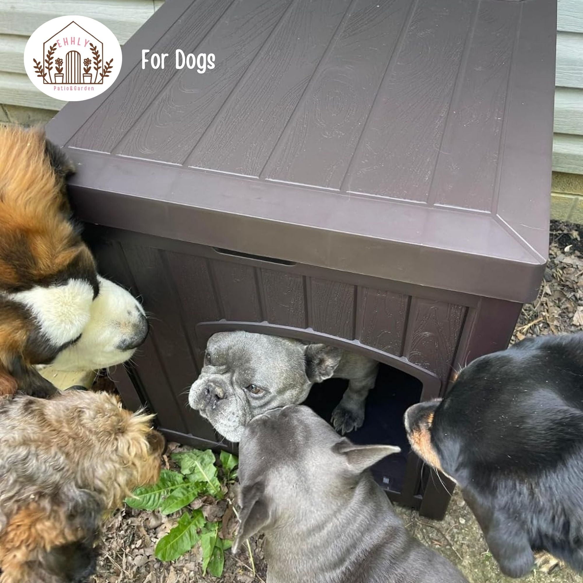 EHHLY Outdoor Cat House Waterproof, Outside Multiple Feral Cat Houses Weatherproof, Cat Litter Box Enclosure, Durable Resin Plastic, Brown