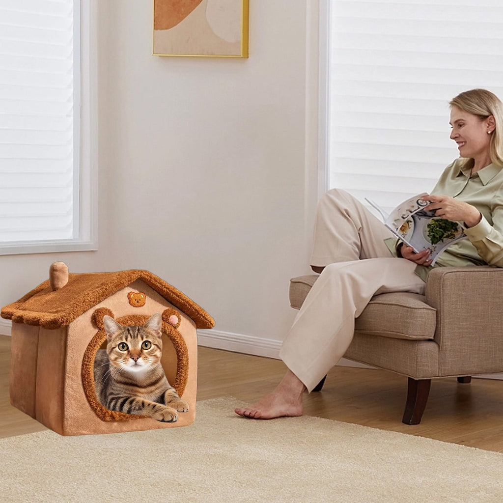100Fens Dog House Indoor Foldable Soft Kennel Bed Warm Cats House Puppy Cave With Cushion For Small Medium Large Dogs Cats