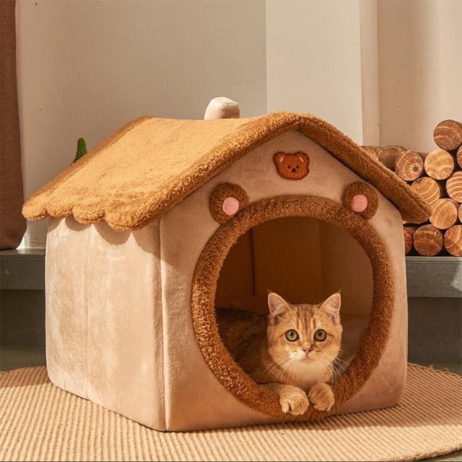 100Fens Dog House Indoor Foldable Soft Kennel Bed Warm Cats House Puppy Cave With Cushion For Small Medium Large Dogs Cats