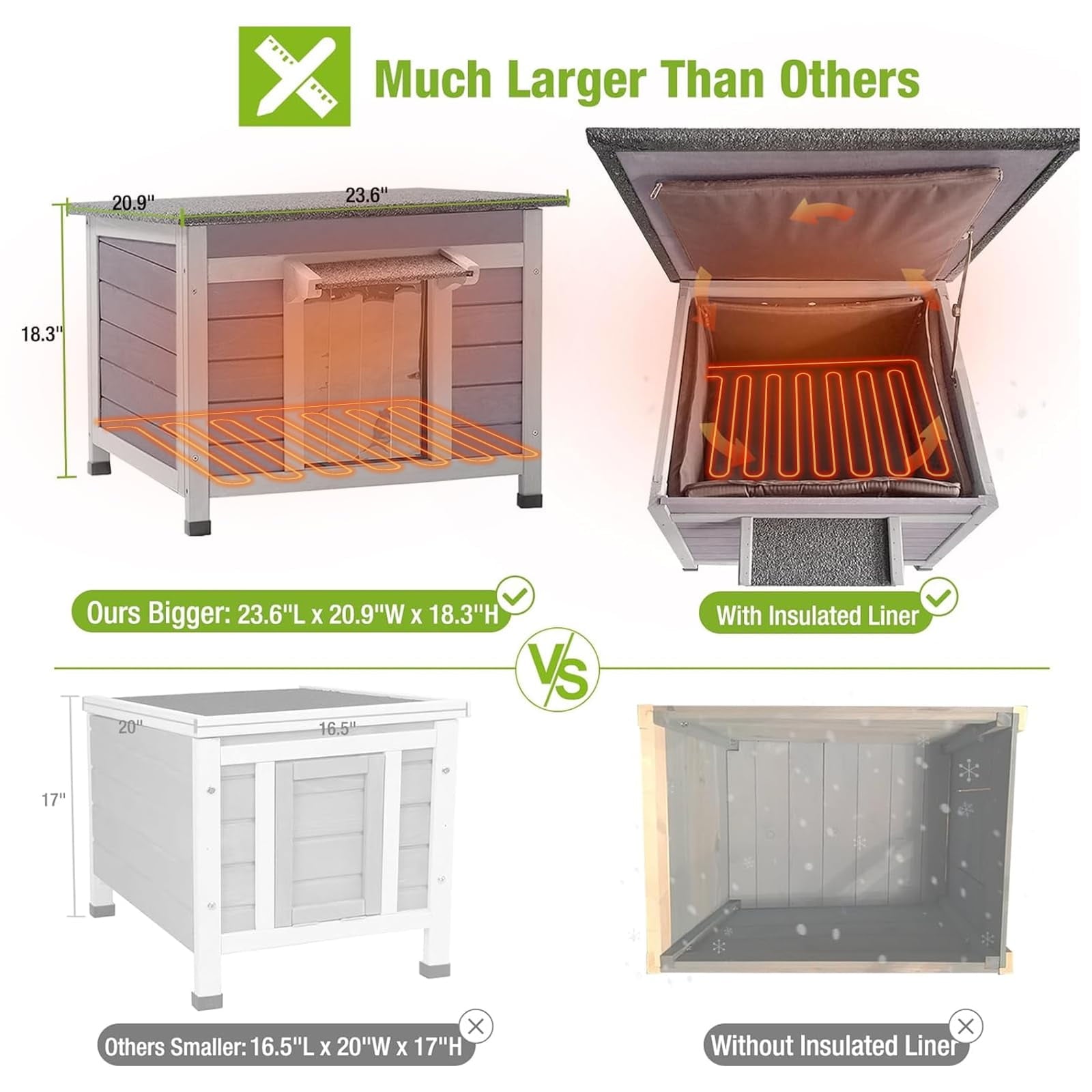 Aivituvin Outdoor Insulated Cat House, Cat Shelter with Insulated Liner, Winter Cat Shelter Outdoor