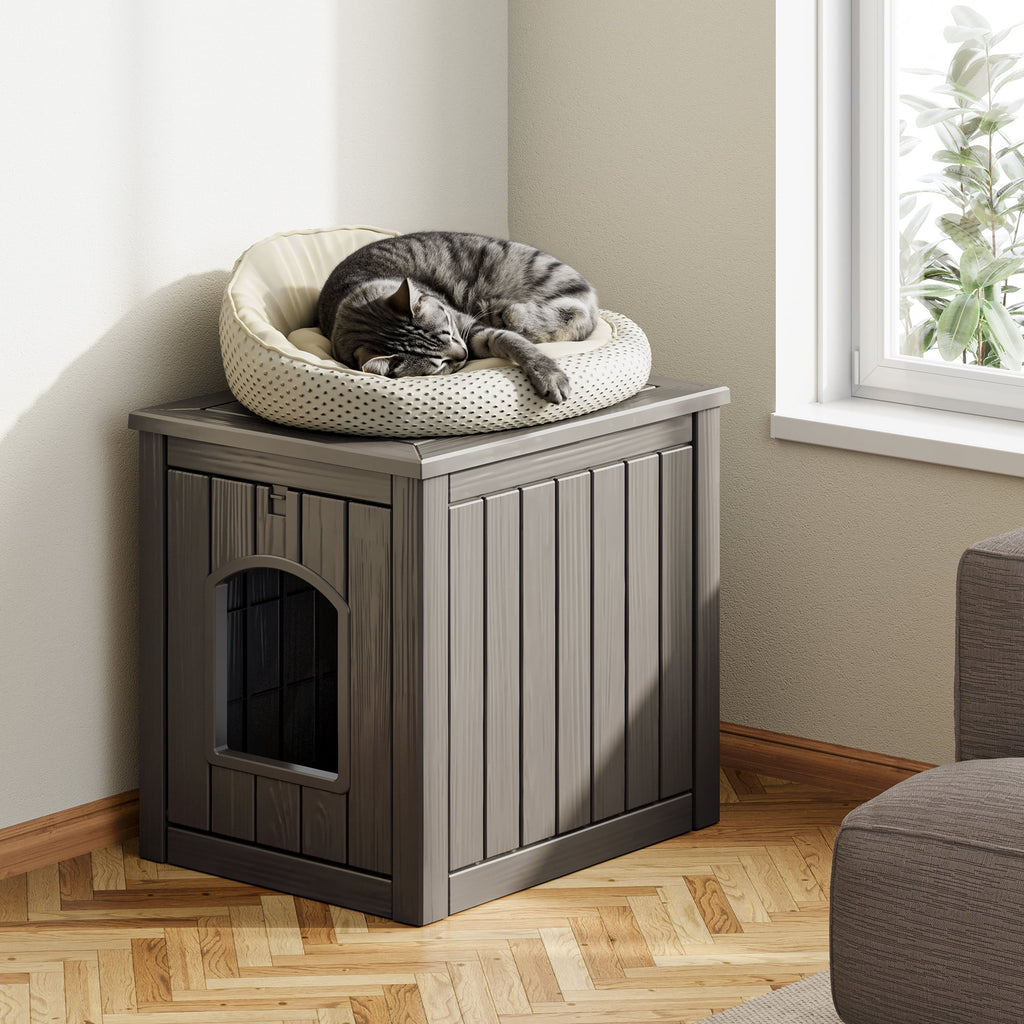 Bifanuo Outdoor Cat House, Outside Multiple Kitty Feral Cat Houses, Weatherproof Shelter for Ferrel Cats and Dogs, Durable PP Material, Insulated Shelter for Garden, Patio, or Backyard (Gray &amp; Black)