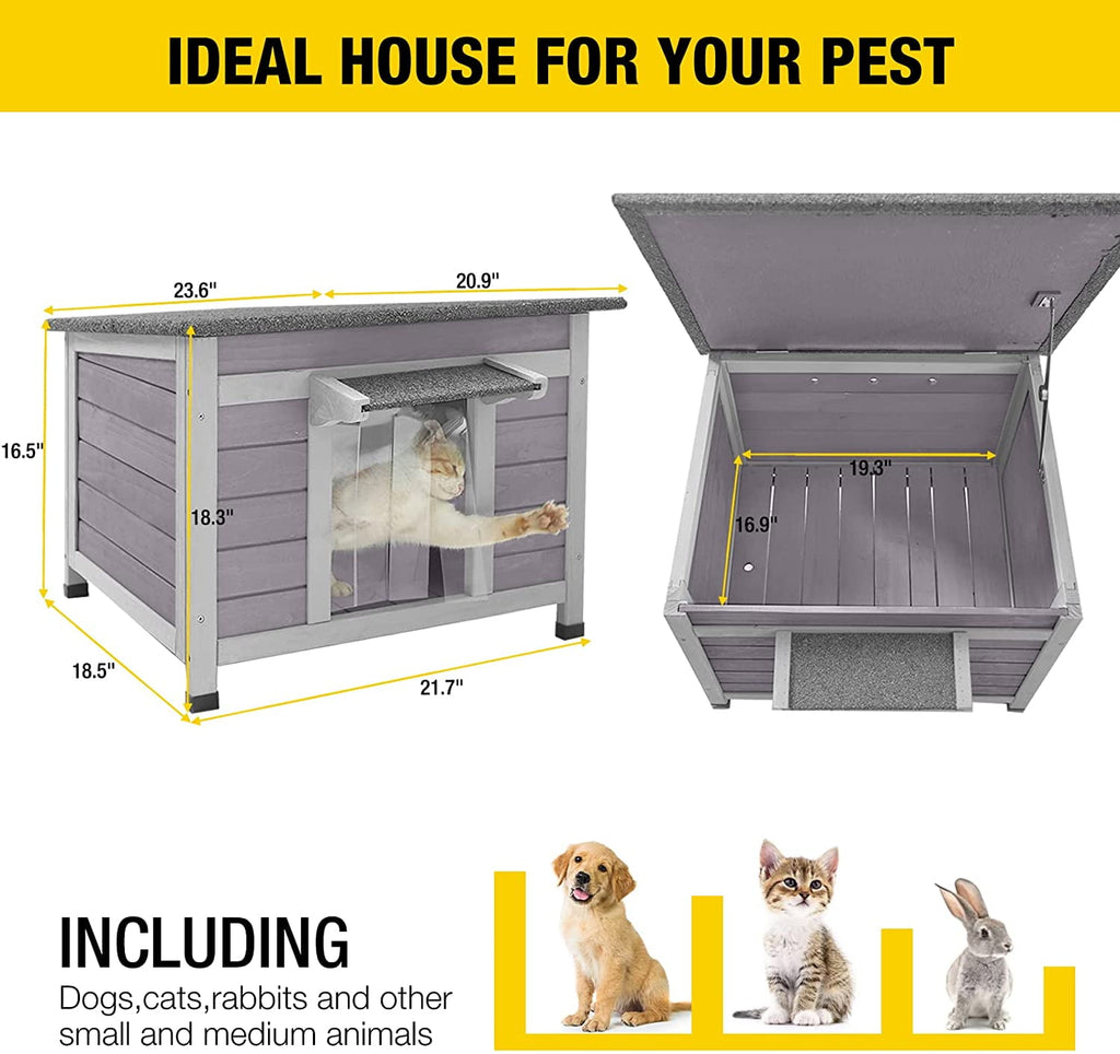 Aivituvin Cat House for Outdoor Cats Insulated Feral Kitty Shelter with Warm Liner for Winter Waterproof Rabbit Hutch for Bunnies,Cats