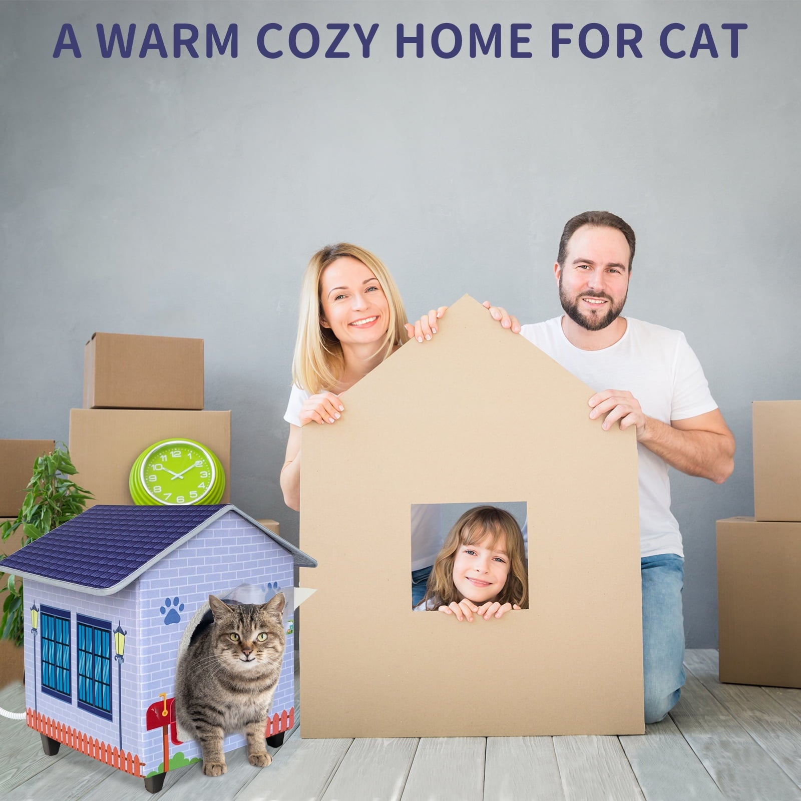 Heated Cat Houses for Indoor/Outdoor Cats with Elevated Heated Cat Bed Waterproof Providing Safe Feral Cats, Easy to Assemble