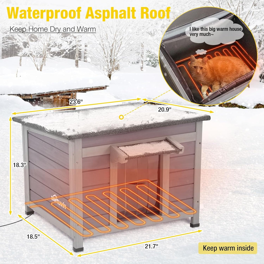 Aivituvin Cat House for Outdoor Cats Insulated Feral Kitty Shelter with Warm Liner for Winter Waterproof Rabbit Hutch for Bunnies,Cats