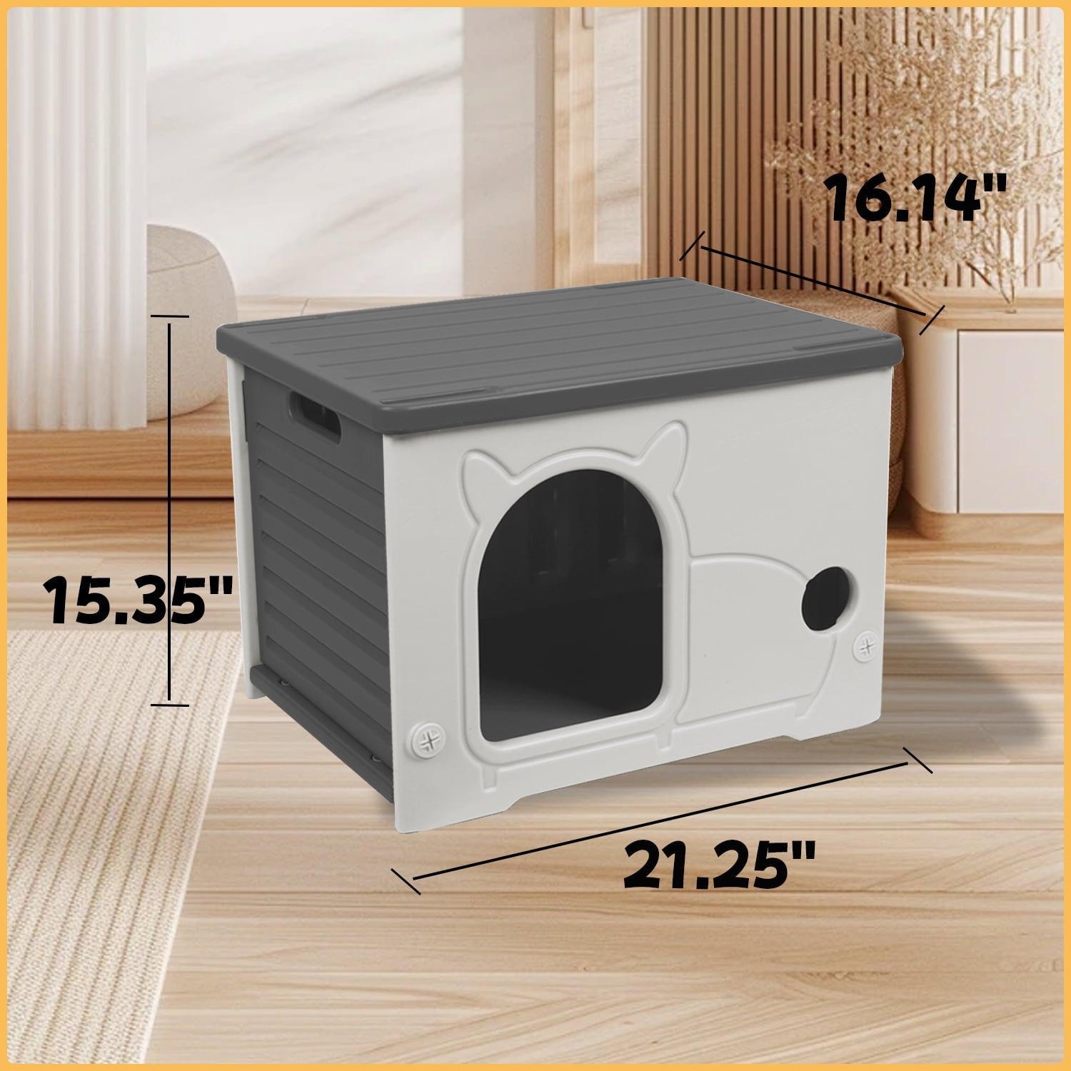 Pempet Plastic Cat House Waterproof Feral Cat Shelter Indoor Outdoor