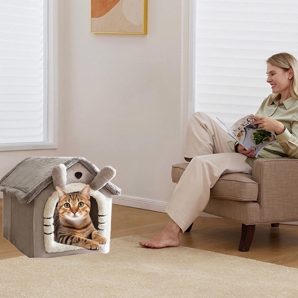 100Fens Dog House Indoor Foldable Soft Kennel Bed Warm Cats House Puppy Cave With Cushion For Small Medium Large Dogs Cats