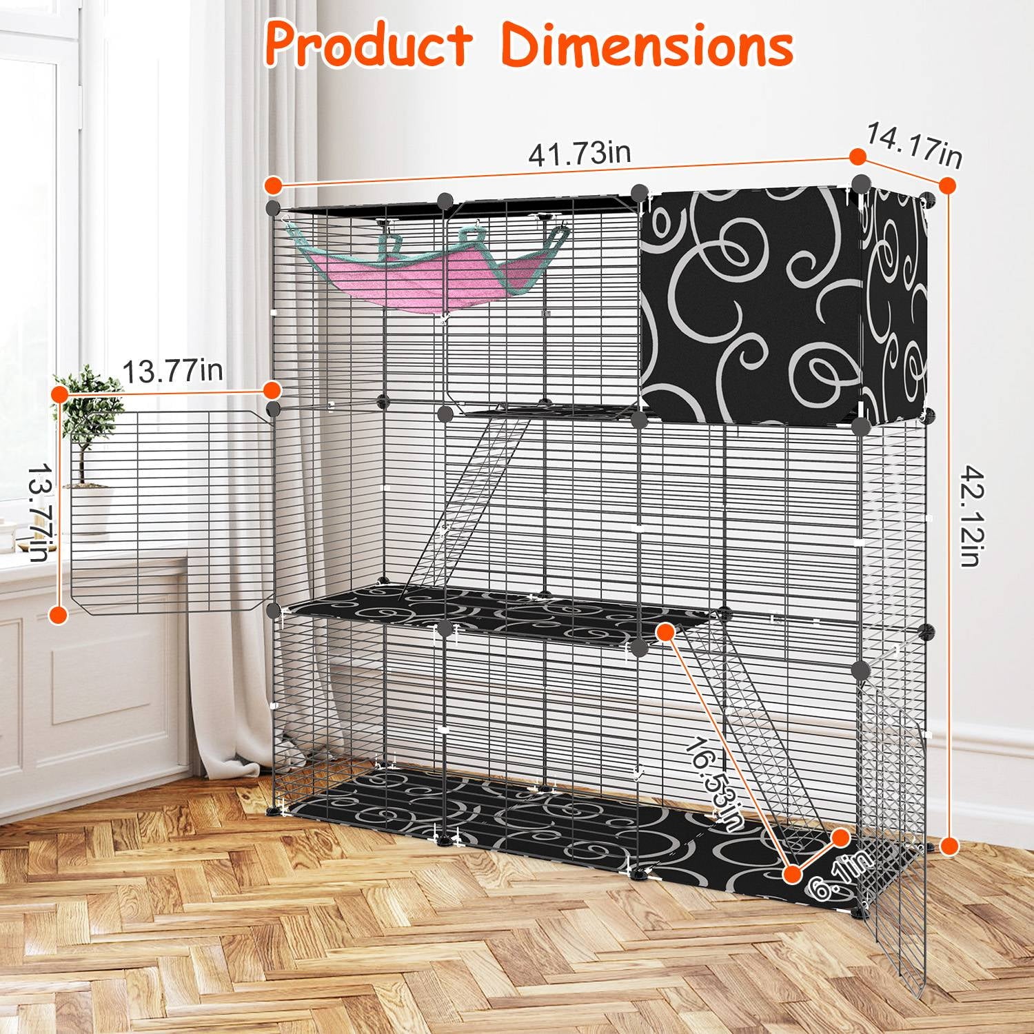 iMounTEK 3-Tier Cat Cage Playpen, Enclosure Indoor DIY Iron Wire Cat House for 1-2 Small Animals