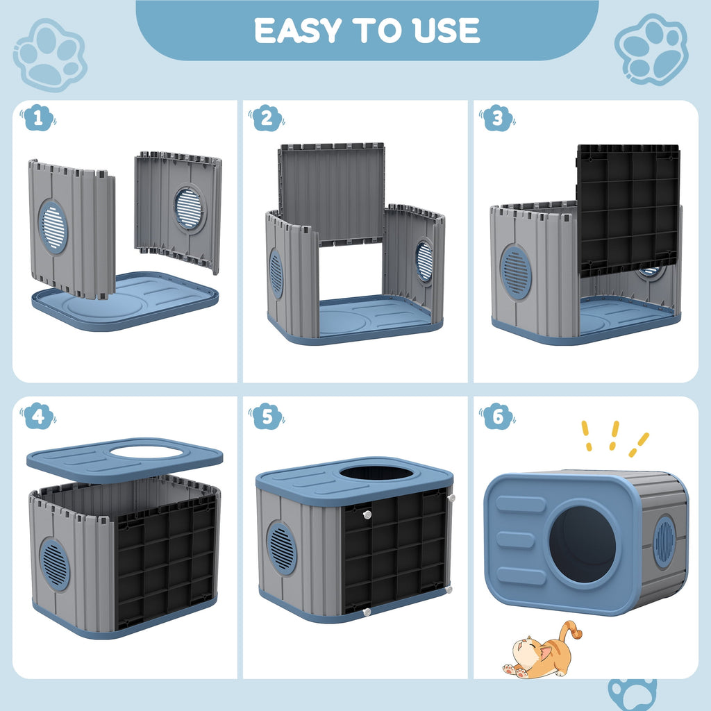 Bifanuo Cat House for Indoor &amp; Outdoor Cats,Weatherproof Resin Cat Shelter with Camera-Shaped Design,Ventilation, Assemble Easily for Home &amp; Yard,Blue