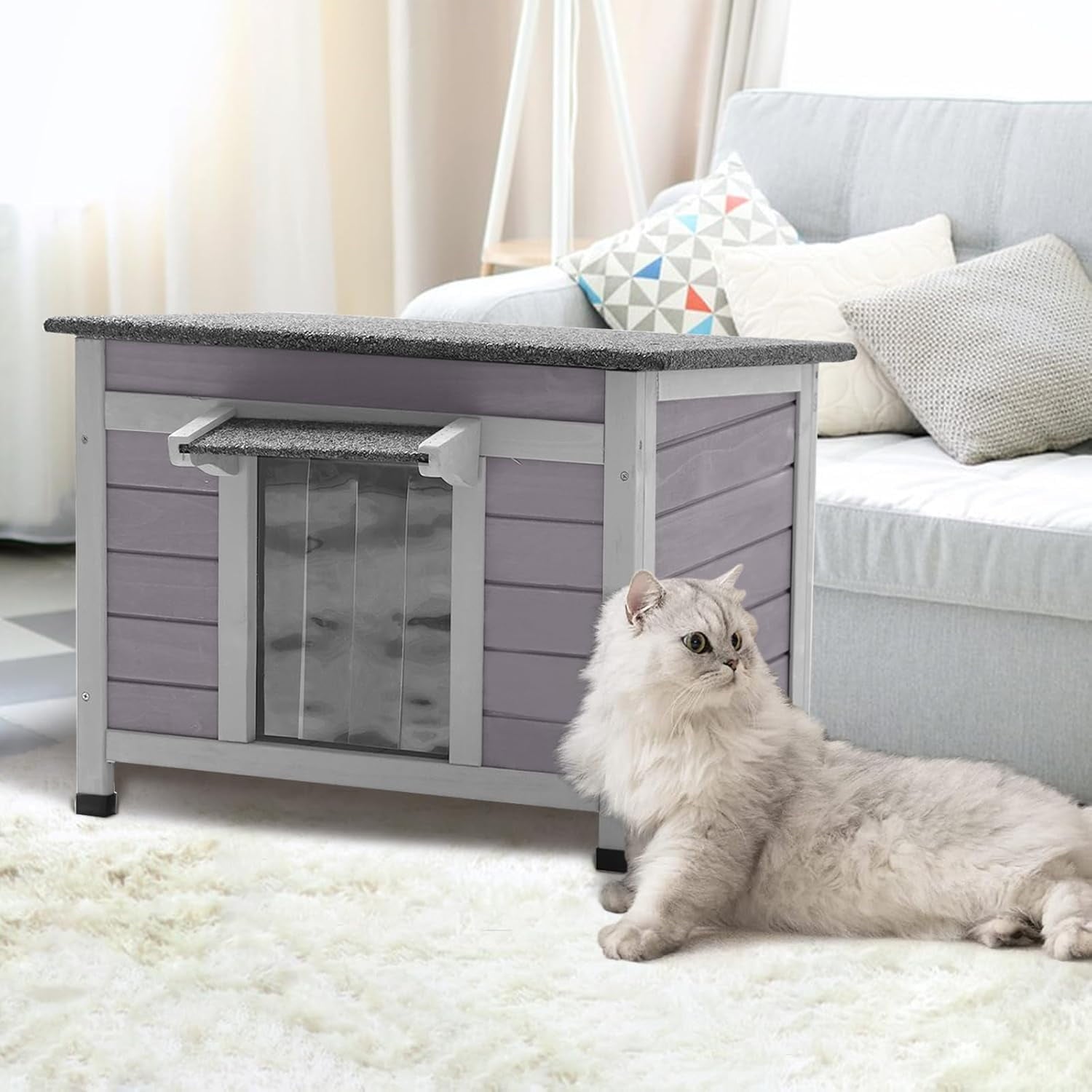 Aivituvin Outdoor Insulated Cat House, Cat Shelter with Insulated Liner, Winter Cat Shelter Outdoor