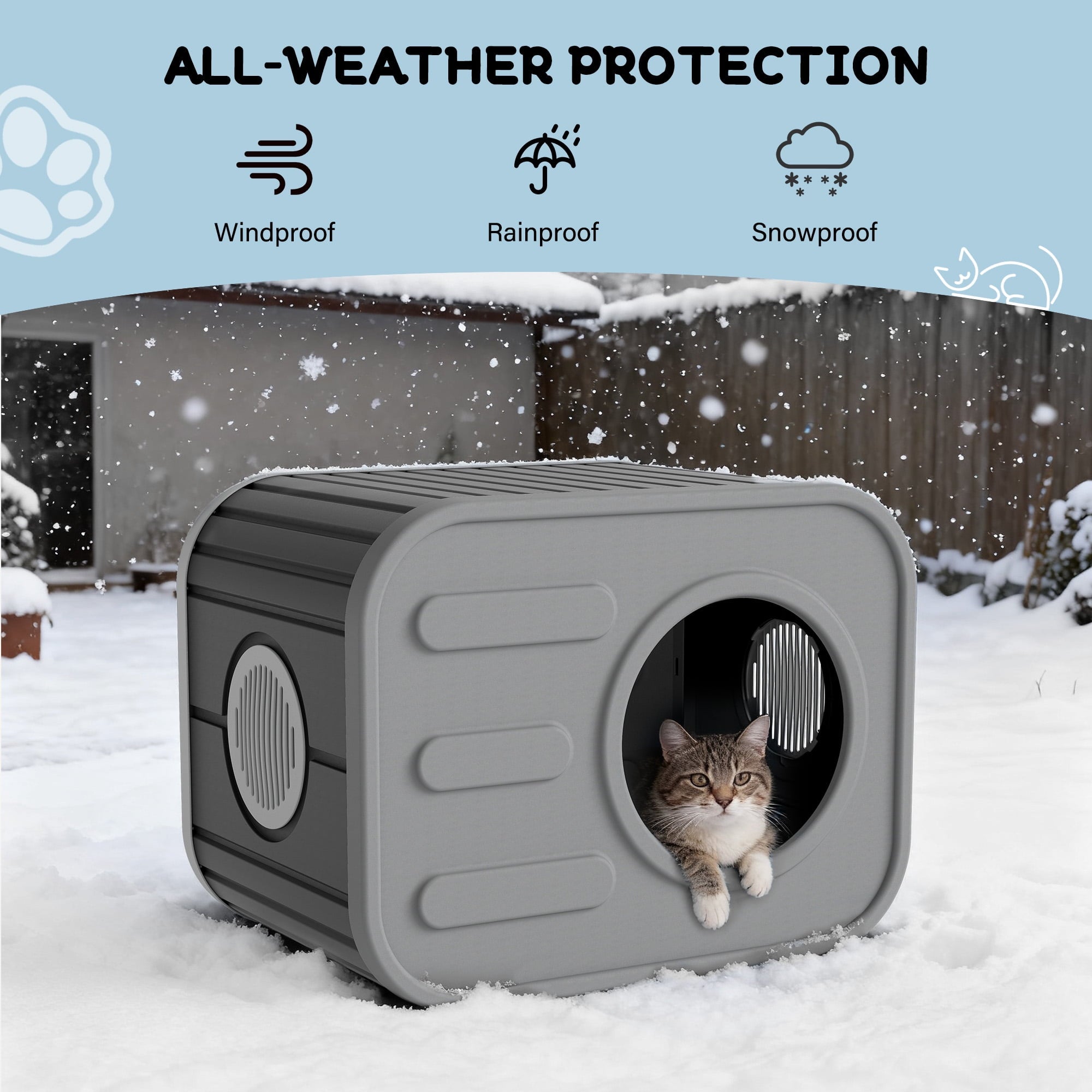 Bifanuo Cat House for Indoor &amp; Outdoor Cats,Weatherproof Resin Cat Shelter with Camera-Shaped Design,Ventilation, Assemble Easily for Home &amp; Yard,Blue