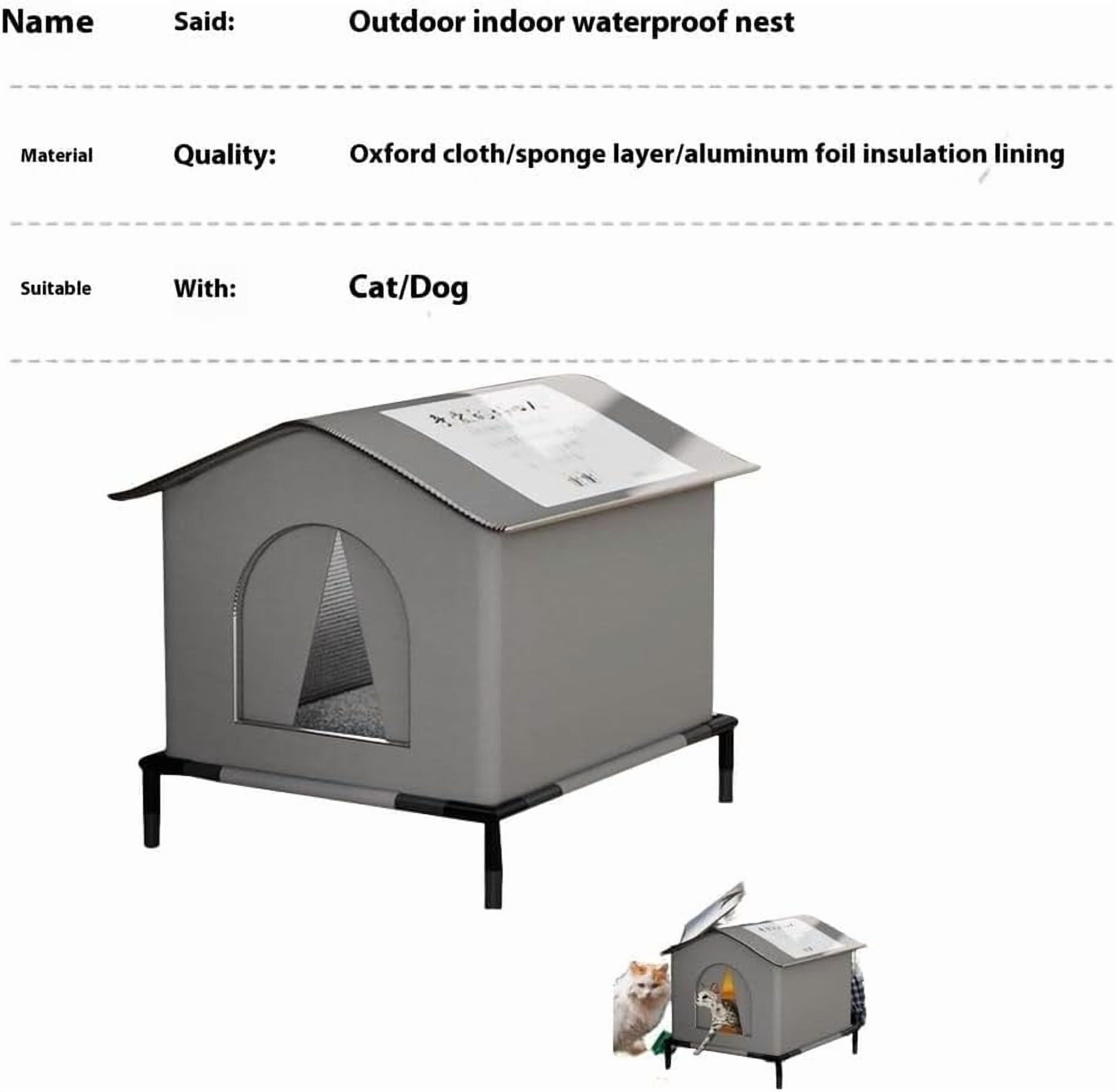 Outdoor Cat House Winter Waterproof – Insulated and Durable Cat Shelter, Easy to Clean, Thermal Protection for Stray Cats Dogs and Rabbits, Garden Patio Yard,Gray,Small