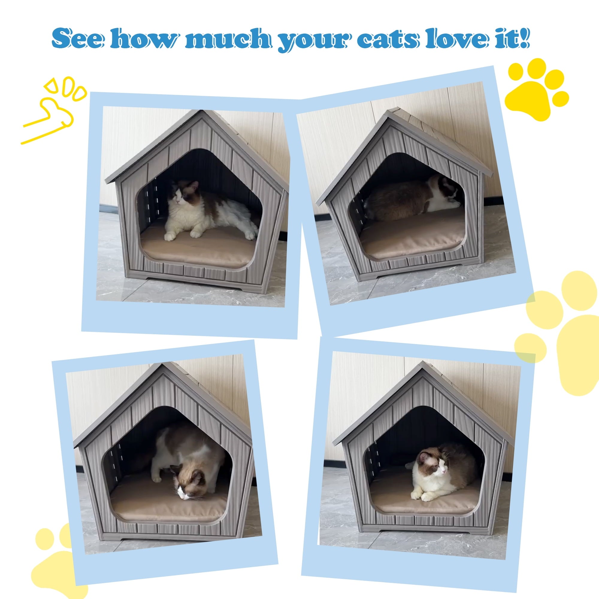 Bifanuo Weatherproof Outdoor Cat House - Insulated Resin Shelter for Indoor &amp; Feral Cats