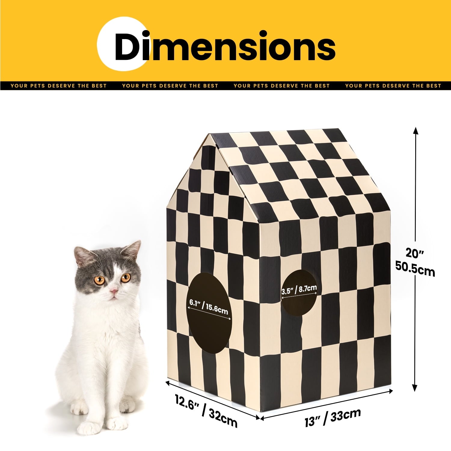 Conlun Cat Scratcher Cardboard Cat House with Cat Scratching Pad&amp;Catnip,Removable Cat Scratcher Pad Home Toy for Indoor Cats