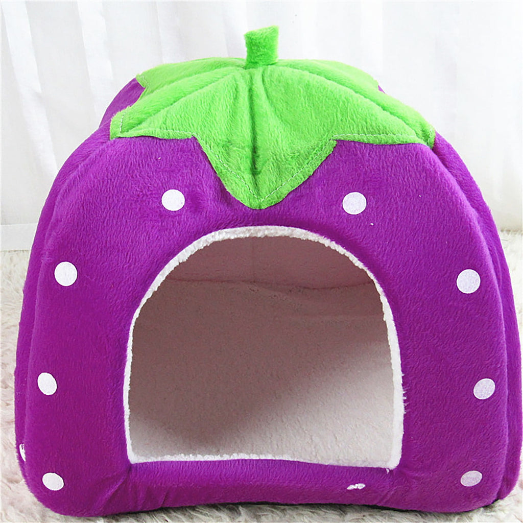 Cat House for Outdoor Cats, Winter Indoor House House Padded House Folding Yurt Strawberry Tent