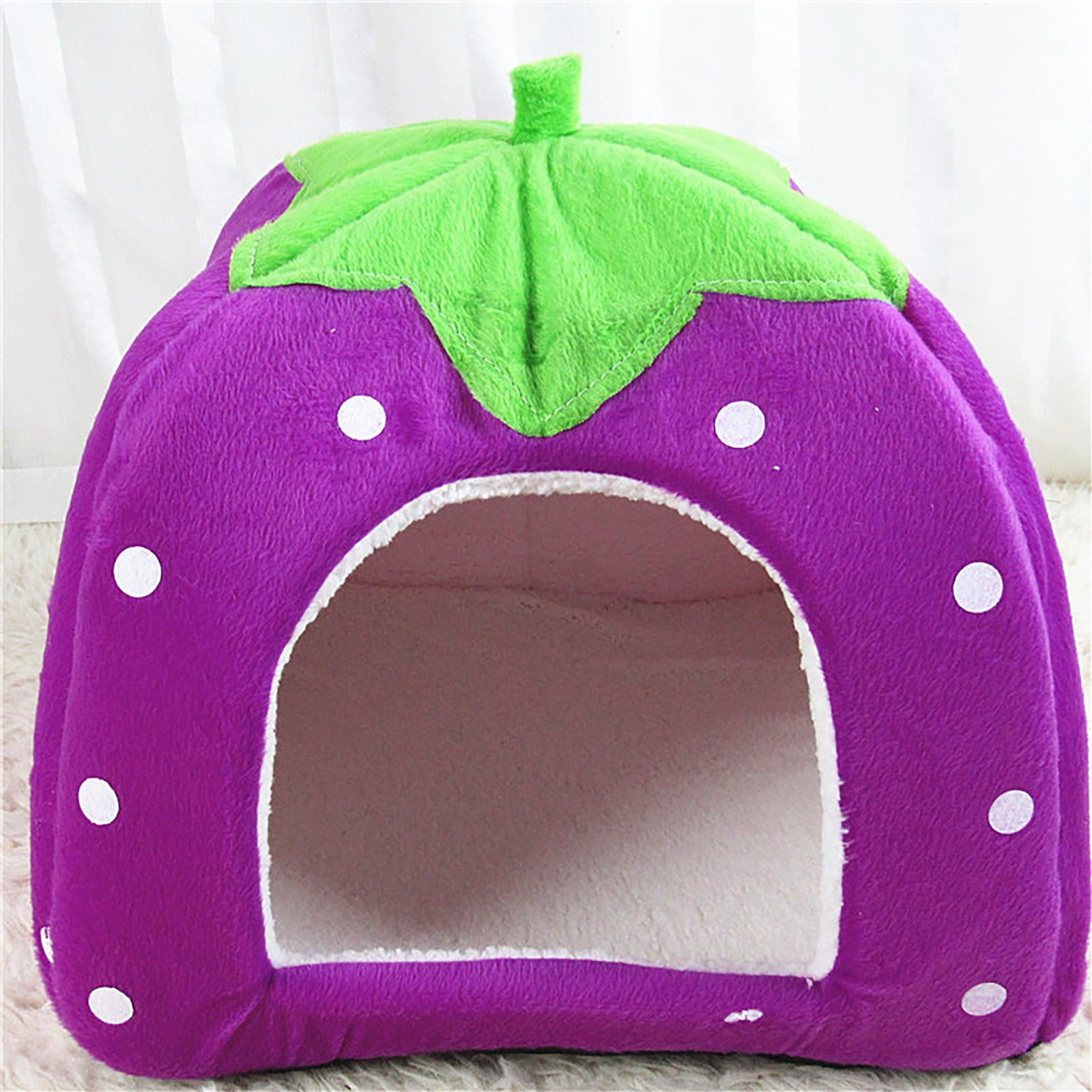 Cat House for Outdoor Cats, Winter Indoor House House Padded House Folding Yurt Strawberry Tent