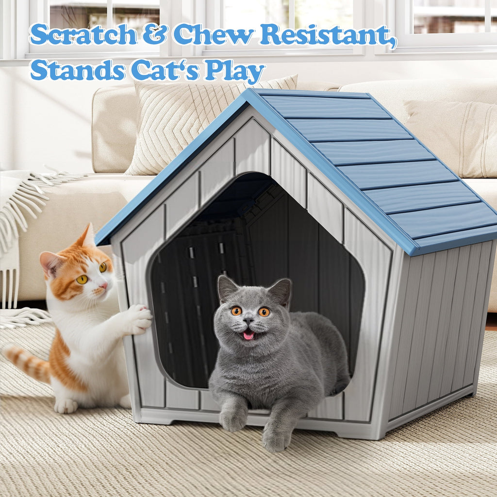 Bifanuo Weatherproof Outdoor Cat House - Insulated Resin Shelter for Indoor &amp; Feral Cats