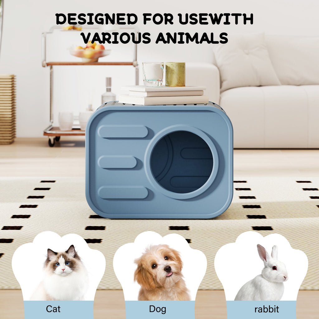 Bifanuo Cat House for Indoor &amp; Outdoor Cats,Weatherproof Resin Cat Shelter with Camera-Shaped Design,Ventilation, Assemble Easily for Home &amp; Yard,Blue