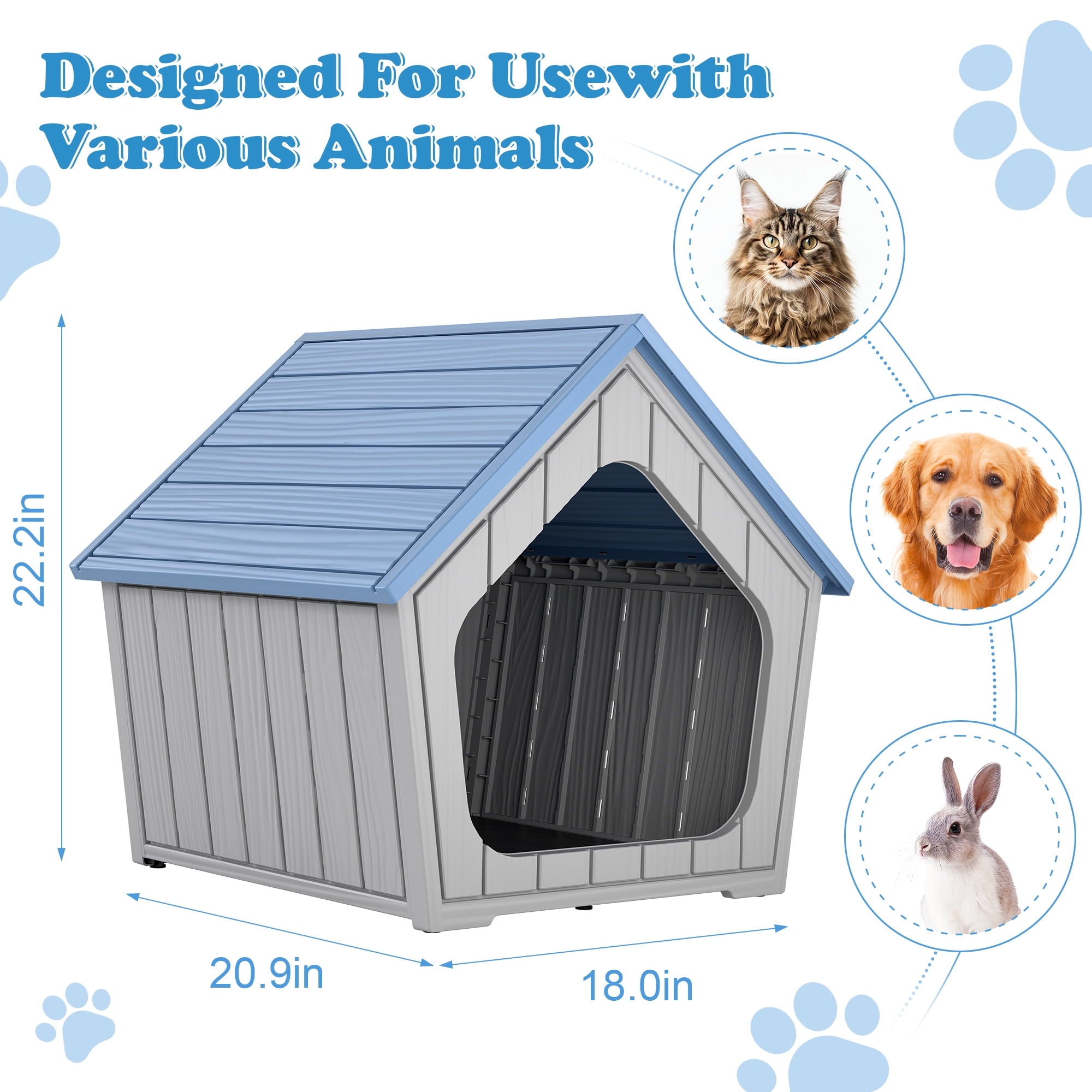 Bifanuo Weatherproof Outdoor Cat House - Insulated Resin Shelter for Indoor &amp; Feral Cats