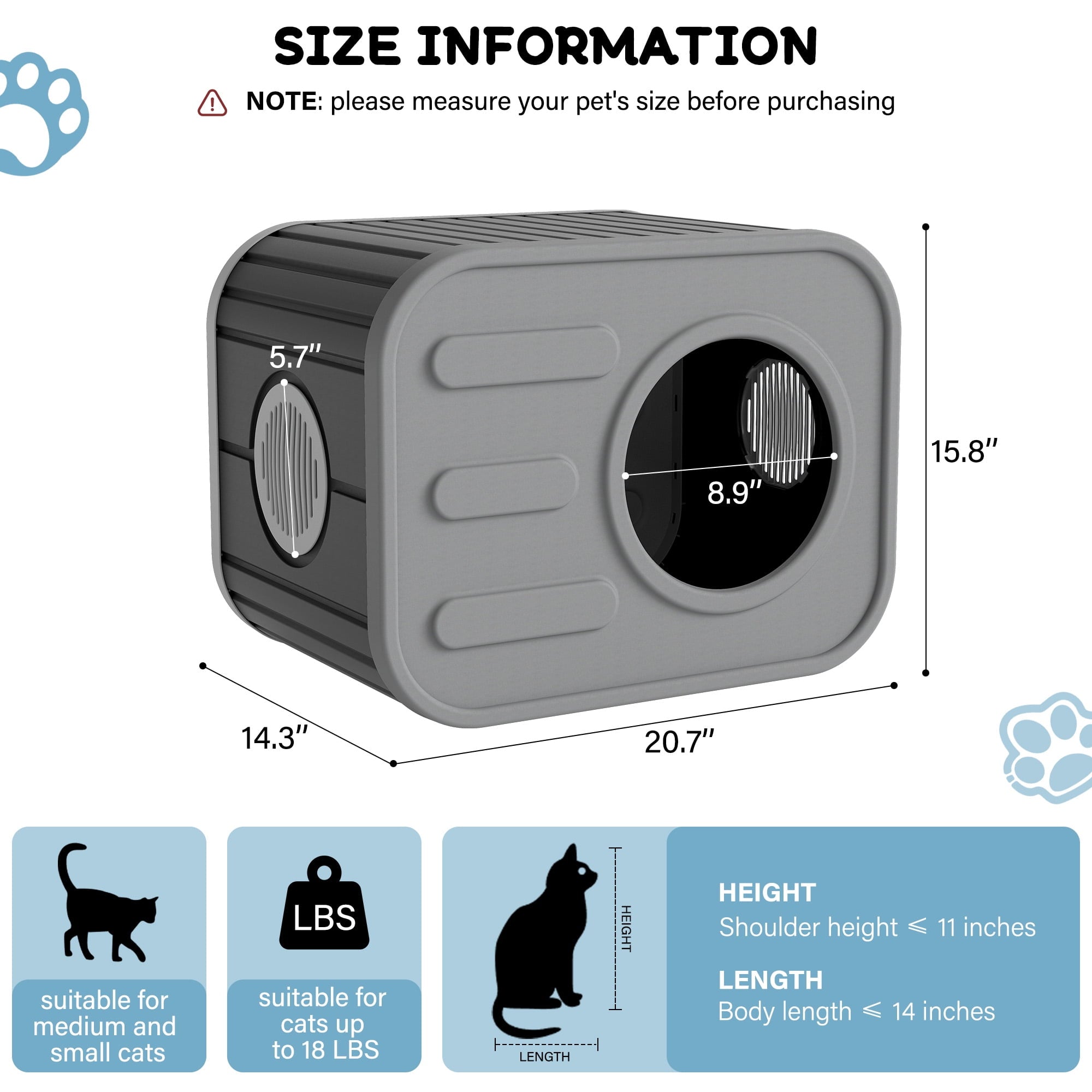 Bifanuo Cat House for Indoor &amp; Outdoor Cats,Weatherproof Resin Cat Shelter with Camera-Shaped Design,Ventilation, Assemble Easily for Home &amp; Yard,Blue