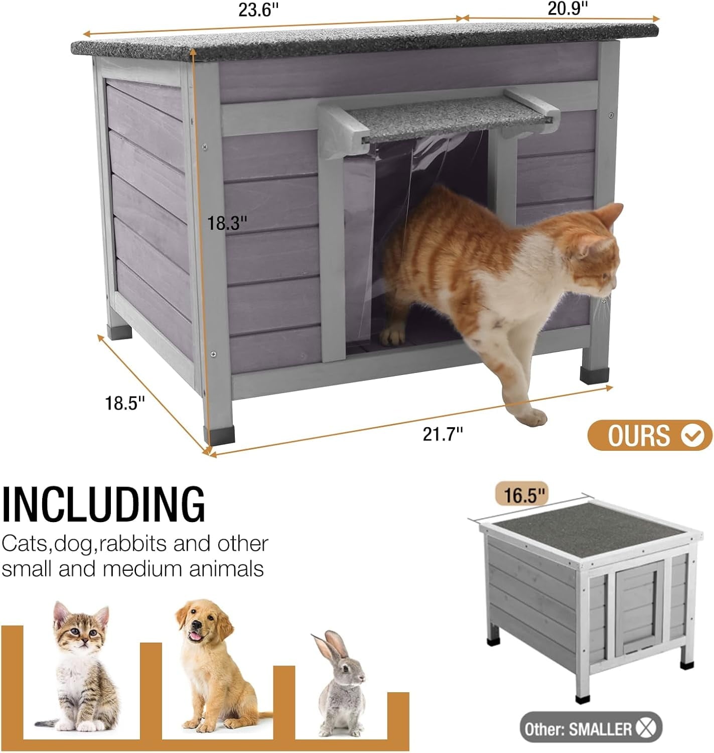 Aivituvin Outdoor Insulated Cat House, Cat Shelter with Insulated Liner, Winter Cat Shelter Outdoor