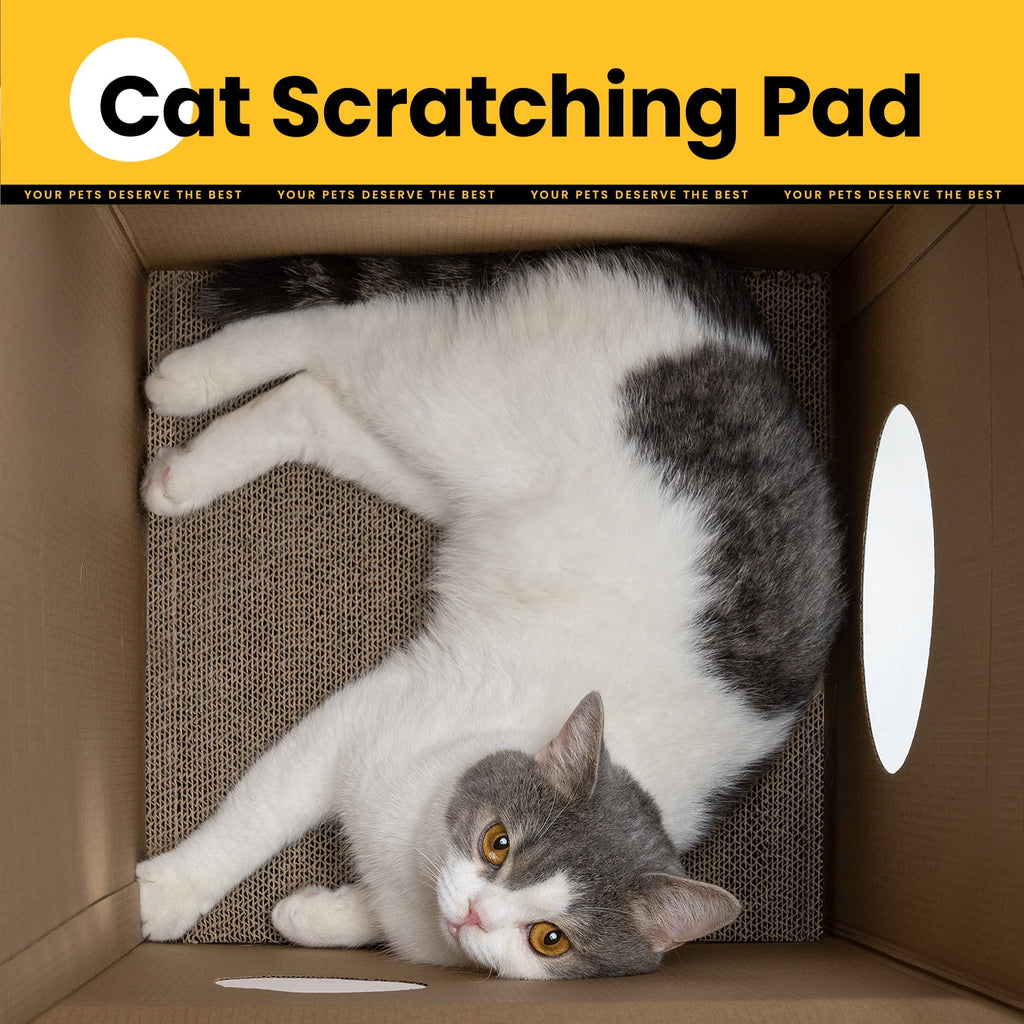 Conlun Cat Scratcher Cardboard Cat House with Cat Scratching Pad&amp;Catnip,Removable Cat Scratcher Pad Home Toy for Indoor Cats