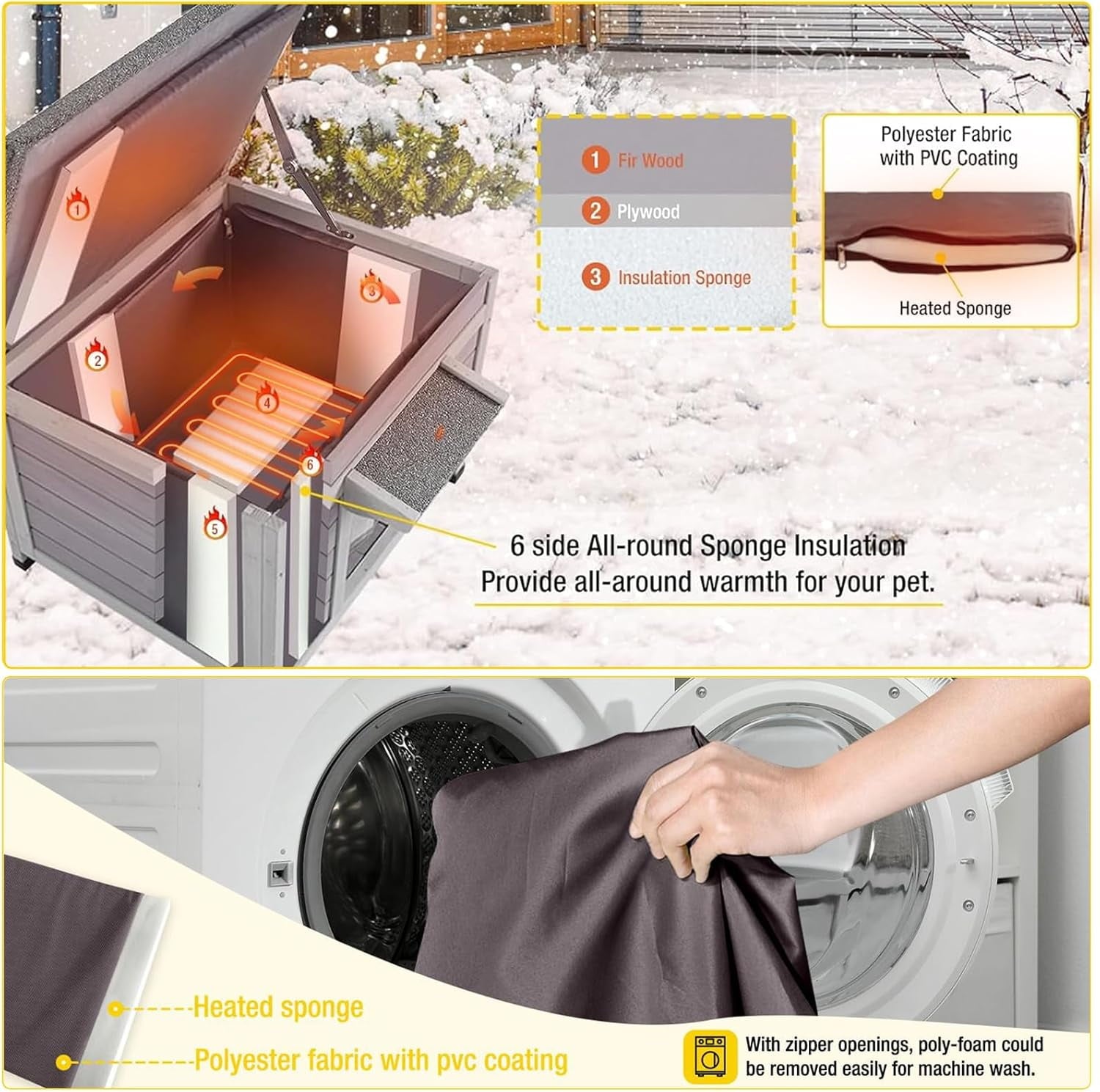 Aivituvin Cat House for Outdoor Cats Insulated Feral Kitty Shelter with Warm Liner for Winter Waterproof Rabbit Hutch for Bunnies,Cats