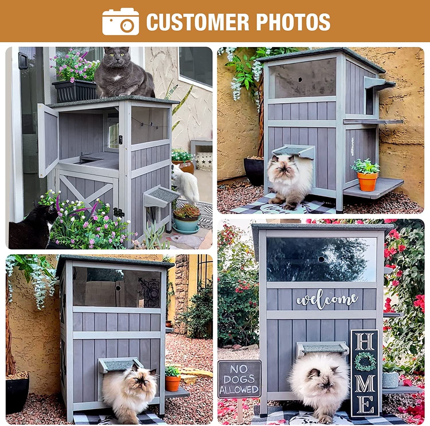 Aivituvin Outdoor Cat House, Waterproof Feral Cat Shelter, 2-Story Cat Cage for Outdoor and Indoor Use, Gray