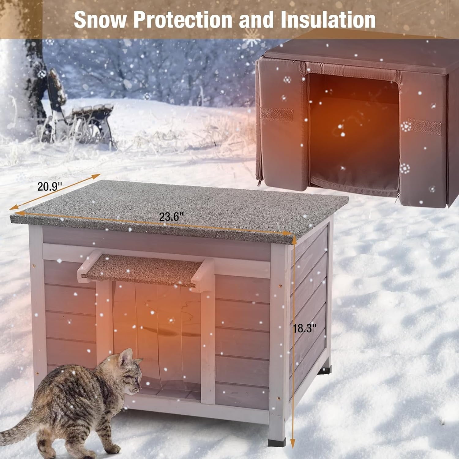 Aivituvin Outdoor Insulated Cat House, Cat Shelter with Insulated Liner, Winter Cat Shelter Outdoor
