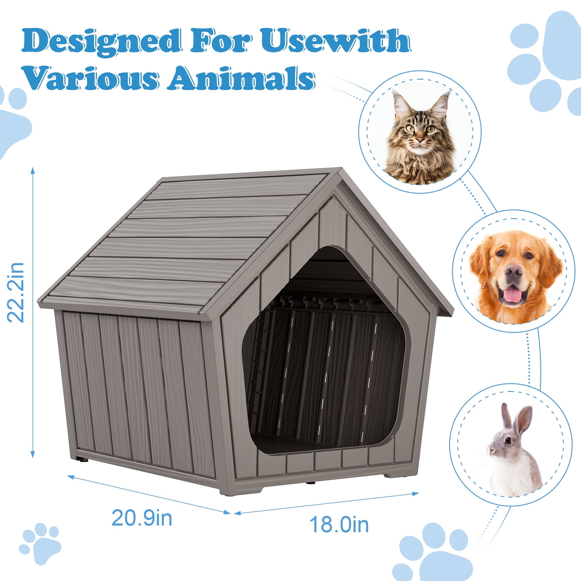 Bifanuo Weatherproof Outdoor Cat House - Insulated Resin Shelter for Indoor &amp; Feral Cats