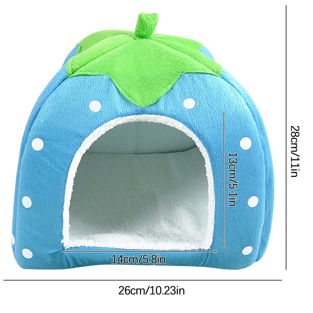 CHGBMOK Cute Strawberry Cat House Indoors Winter Warm Pet Dog Bed Foldable Fleece Warm Yurt