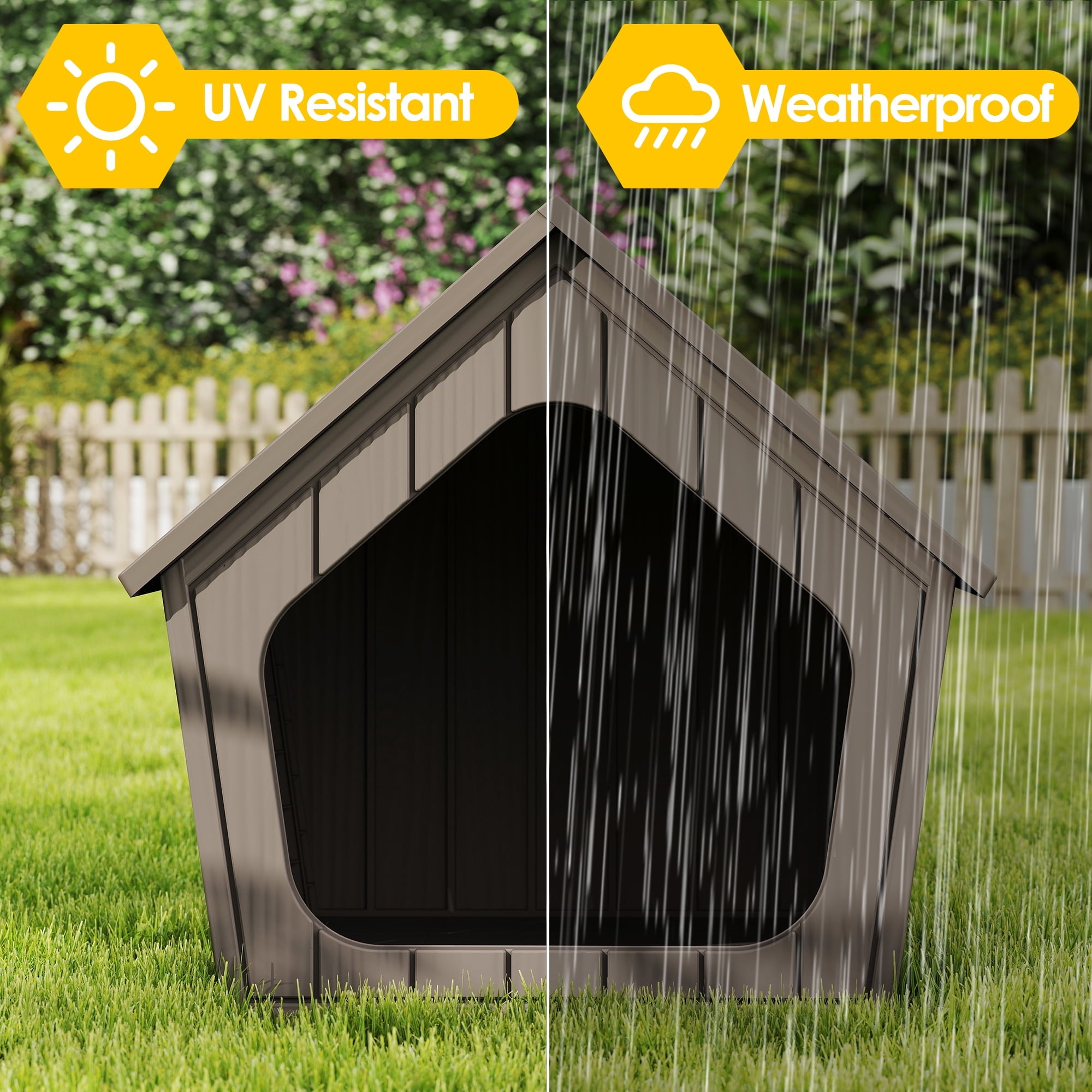 Bifanuo Weatherproof Outdoor Cat House - Insulated Resin Shelter for Indoor &amp; Feral Cats