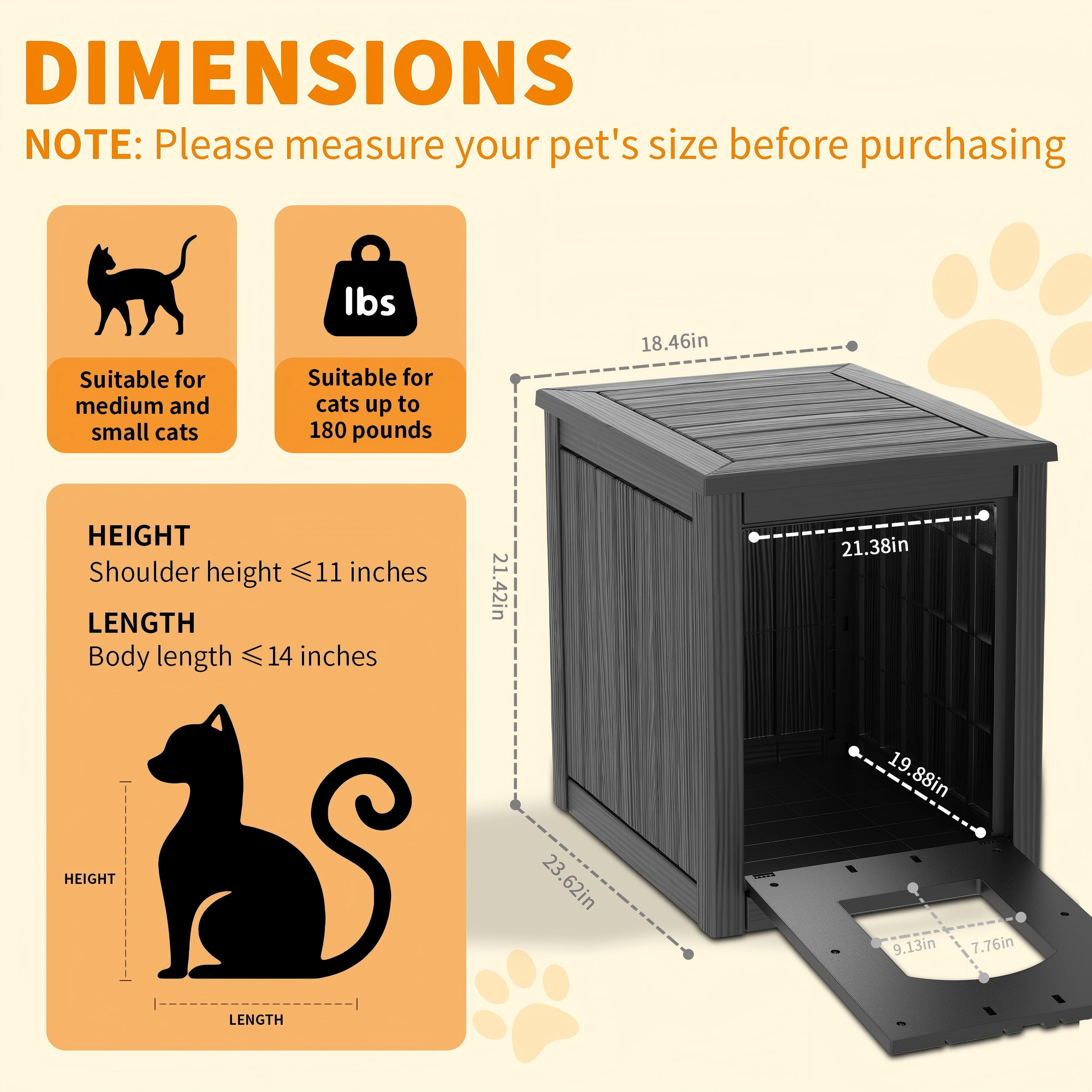 Outdoor Cat House - Weatherproof Resin Cat Houses for Outdoor Cats, Durable &amp; Insulated Shelter for Garden, Patio, or Backyard