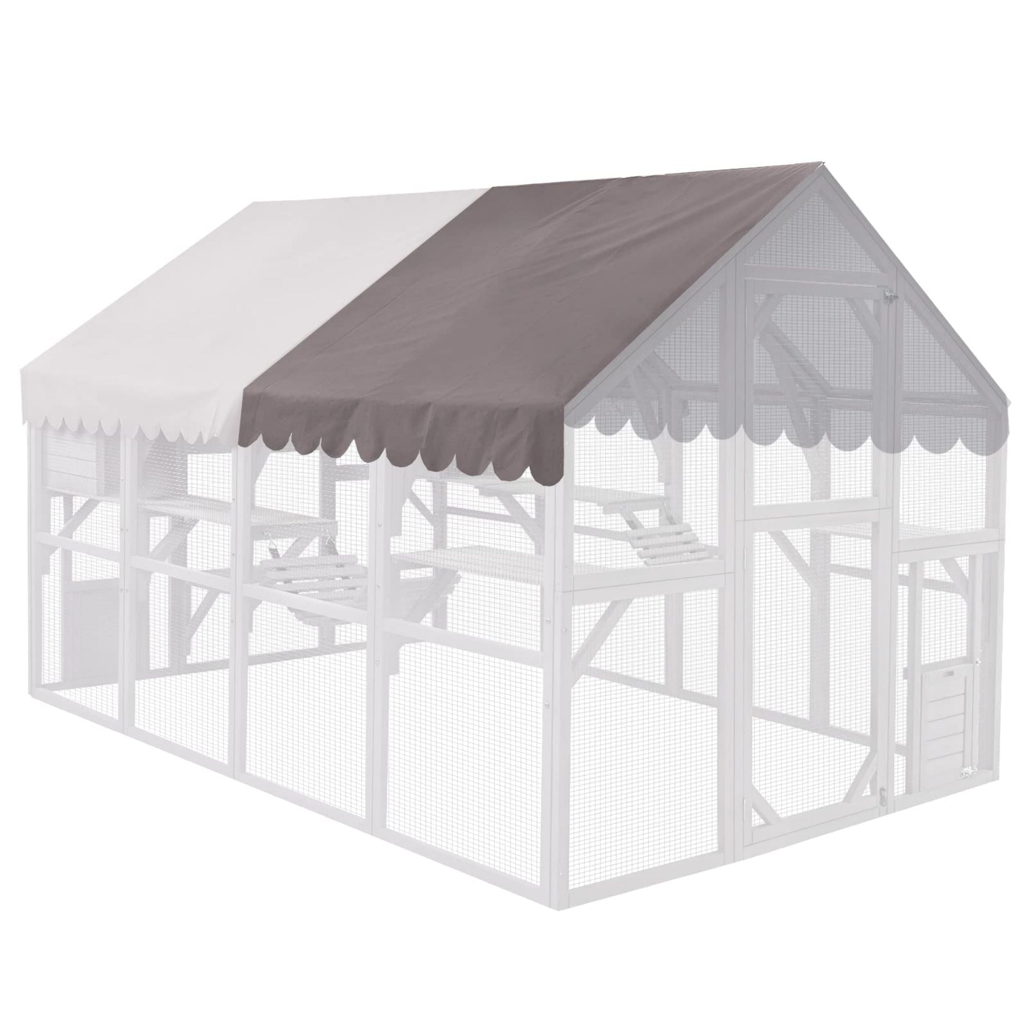 Aivituvin Large Cat Catio Walk-in Enclosure Wooden Cage with Bridges, Platforms, Rest Rooms, Roof Cover