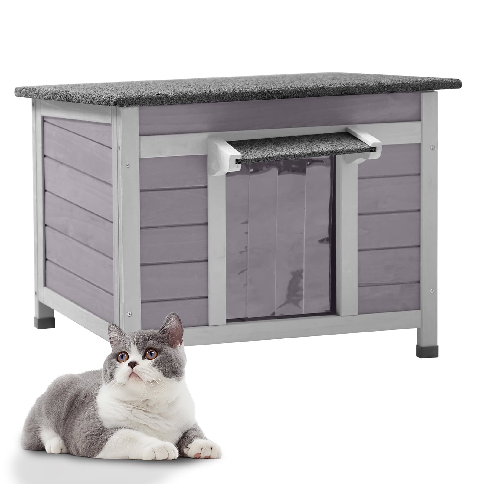 Aivituvin Cat House for Outdoor Cats Insulated Feral Kitty Shelter with Warm Liner for Winter Waterproof Rabbit Hutch for Bunnies,Cats