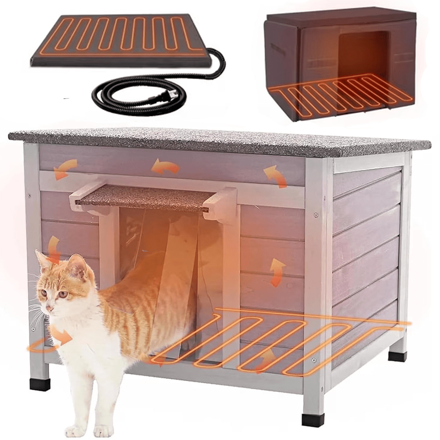 Aivituvin Cat House for Outdoor Cats Insulated Feral Kitty Shelter with Warm Liner for Winter Waterproof Rabbit Hutch for Bunnies,Cats