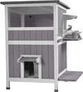 Aivituvin Outdoor Cat House, Waterproof Feral Cat Shelter, 2-Story Cat Cage for Outdoor and Indoor Use, Gray