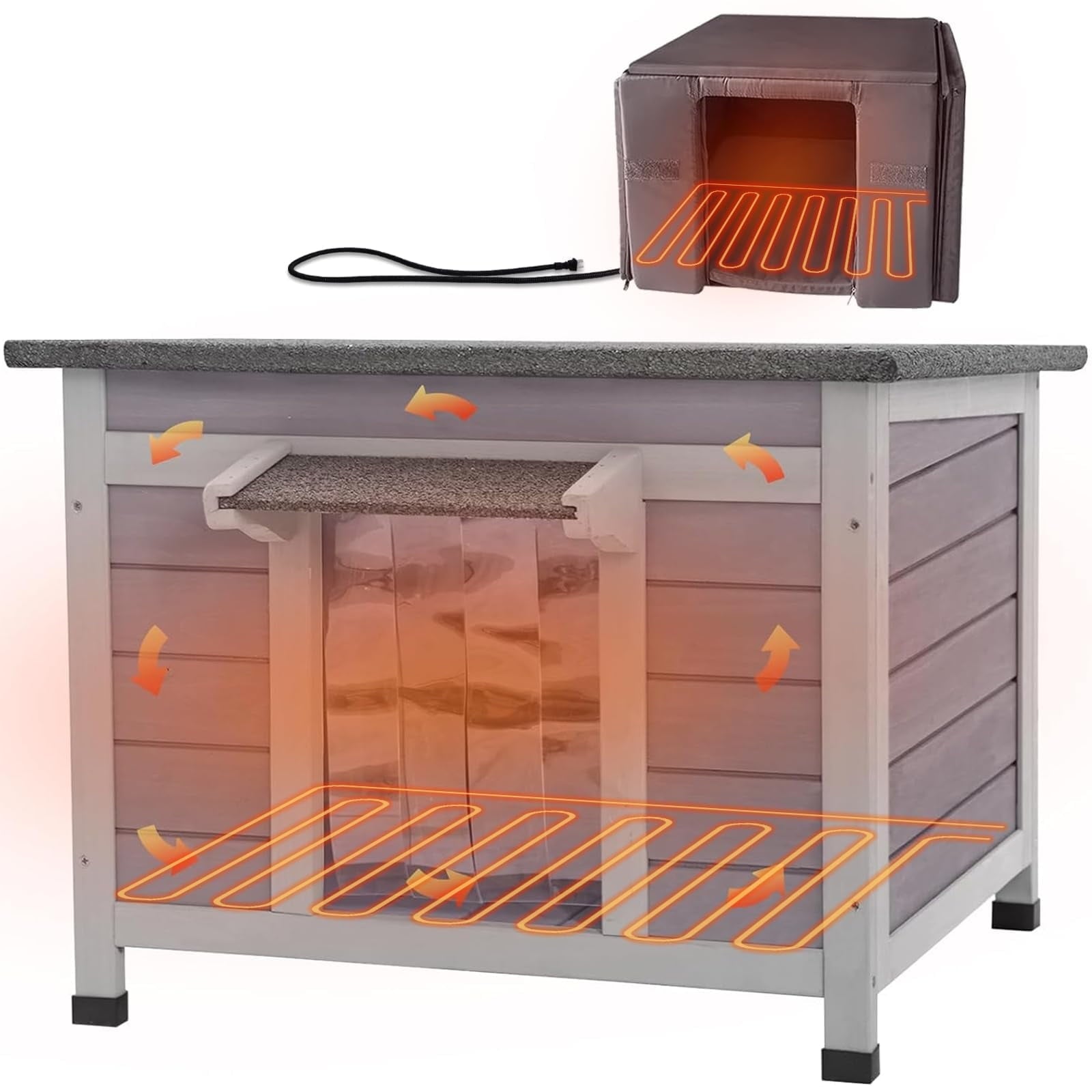 Aivituvin Outdoor Insulated Cat House, Cat Shelter with Insulated Liner, Winter Cat Shelter Outdoor