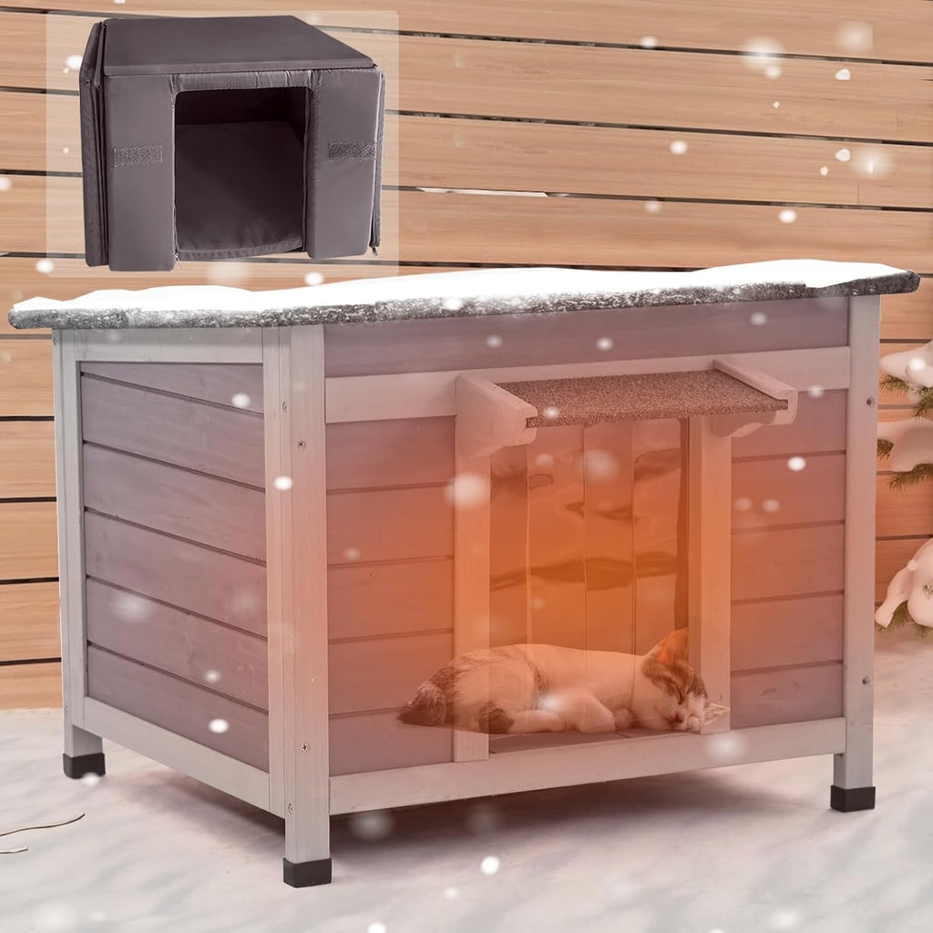 Aivituvin Outdoor Insulated Cat House, Cat Shelter with Insulated Liner, Winter Cat Shelter Outdoor