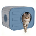 Bifanuo Cat House for Indoor &amp; Outdoor Cats,Weatherproof Resin Cat Shelter with Camera-Shaped Design,Ventilation, Assemble Easily for Home &amp; Yard,Blue