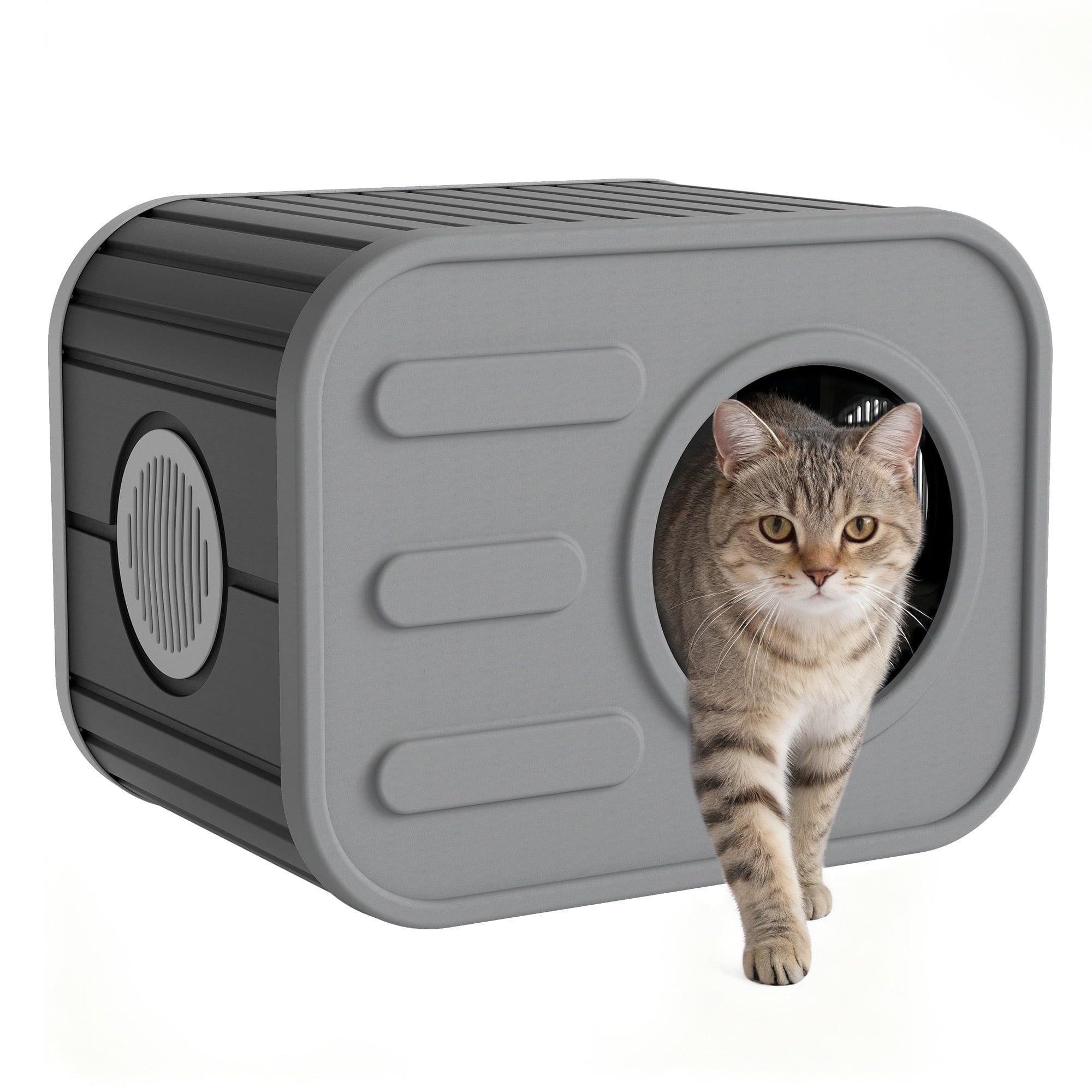 Bifanuo Cat House for Indoor &amp; Outdoor Cats,Weatherproof Resin Cat Shelter with Camera-Shaped Design,Ventilation, Assemble Easily for Home &amp; Yard,Blue