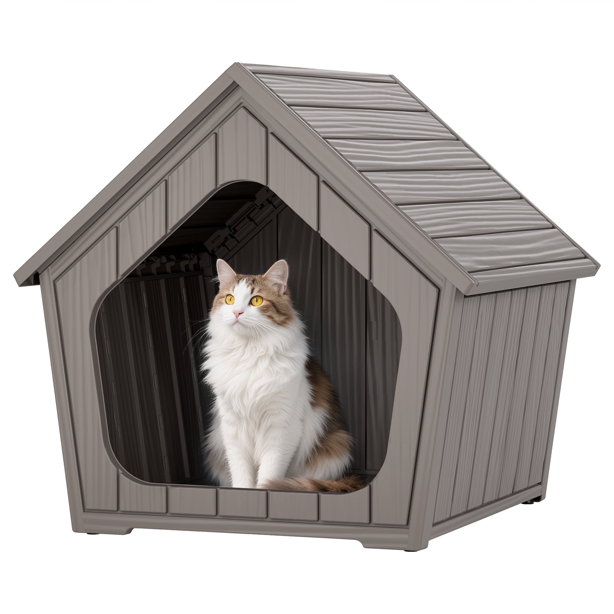 Bifanuo Weatherproof Outdoor Cat House - Insulated Resin Shelter for Indoor &amp; Feral Cats