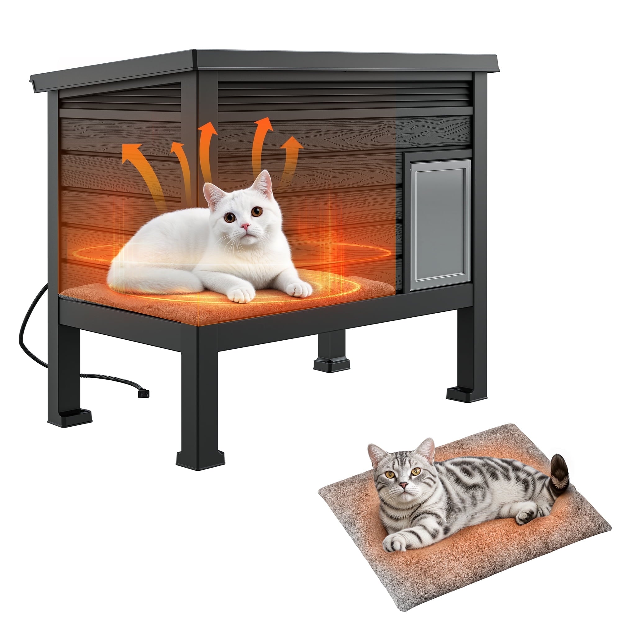 Bifanuo Outdoor Cat House Weatherproof, Insulated Feral Cat Shelter for Outdoor Indoor, Outside Cat Houses for Winter,Secure Escape Doors for Cats