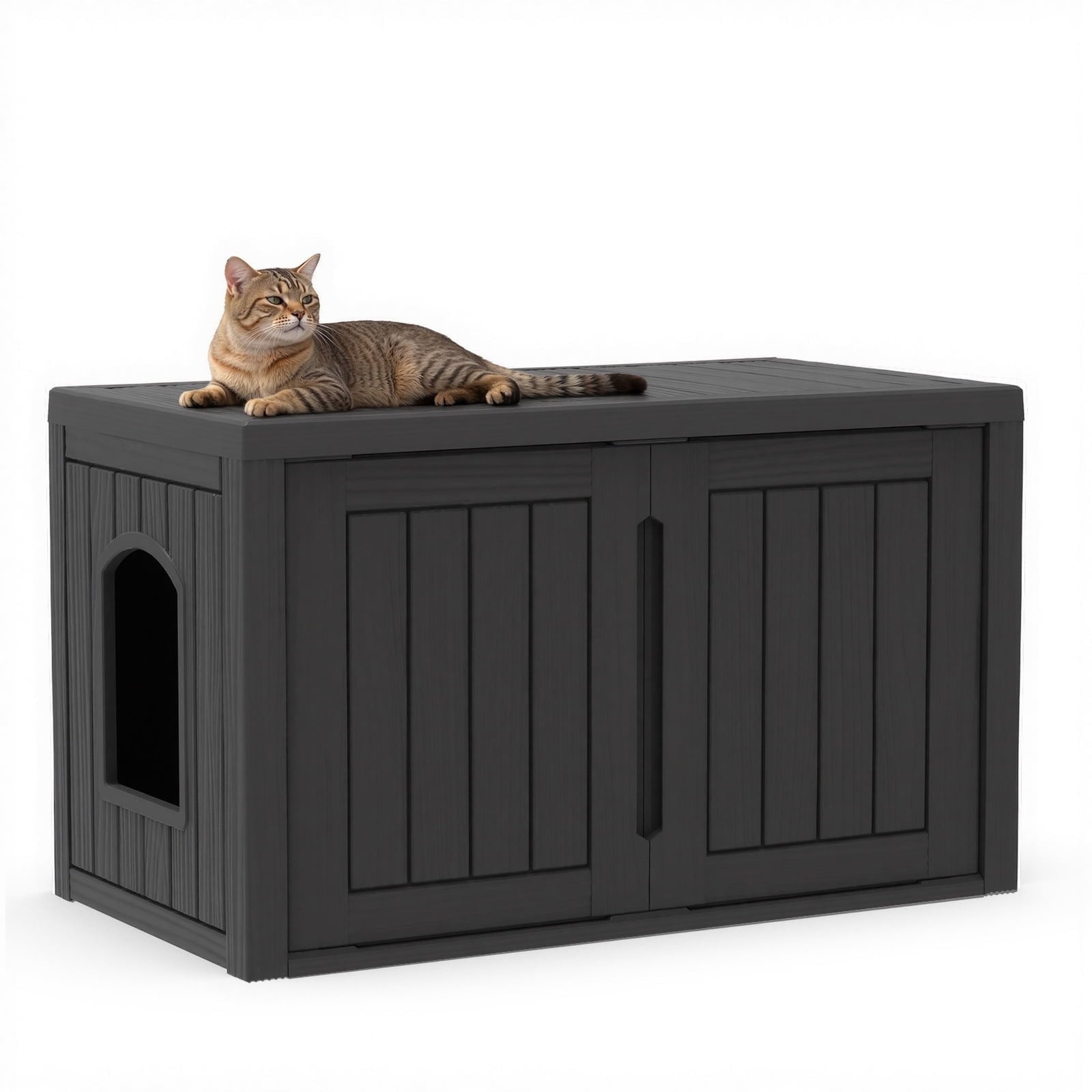 Outdoor Cat House - Weatherproof Resin Cat Houses for Outdoor Cats, Durable &amp; Insulated Shelter for Garden, Patio, or Backyard