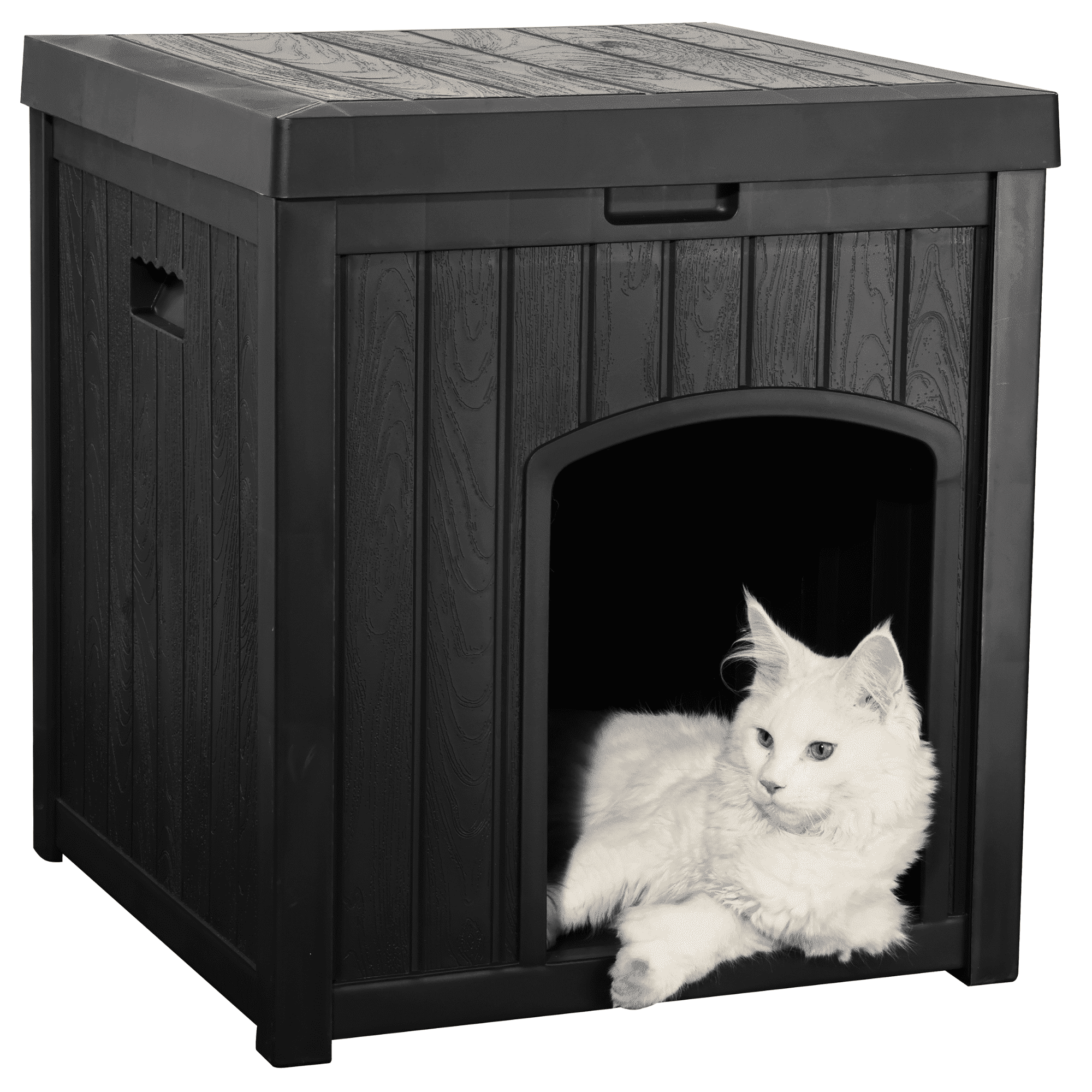 EHHLY Outdoor Cat House Waterproof, Outside Multiple Feral Cat Houses Weatherproof, Cat Litter Box Enclosure, Durable Resin Plastic, Brown