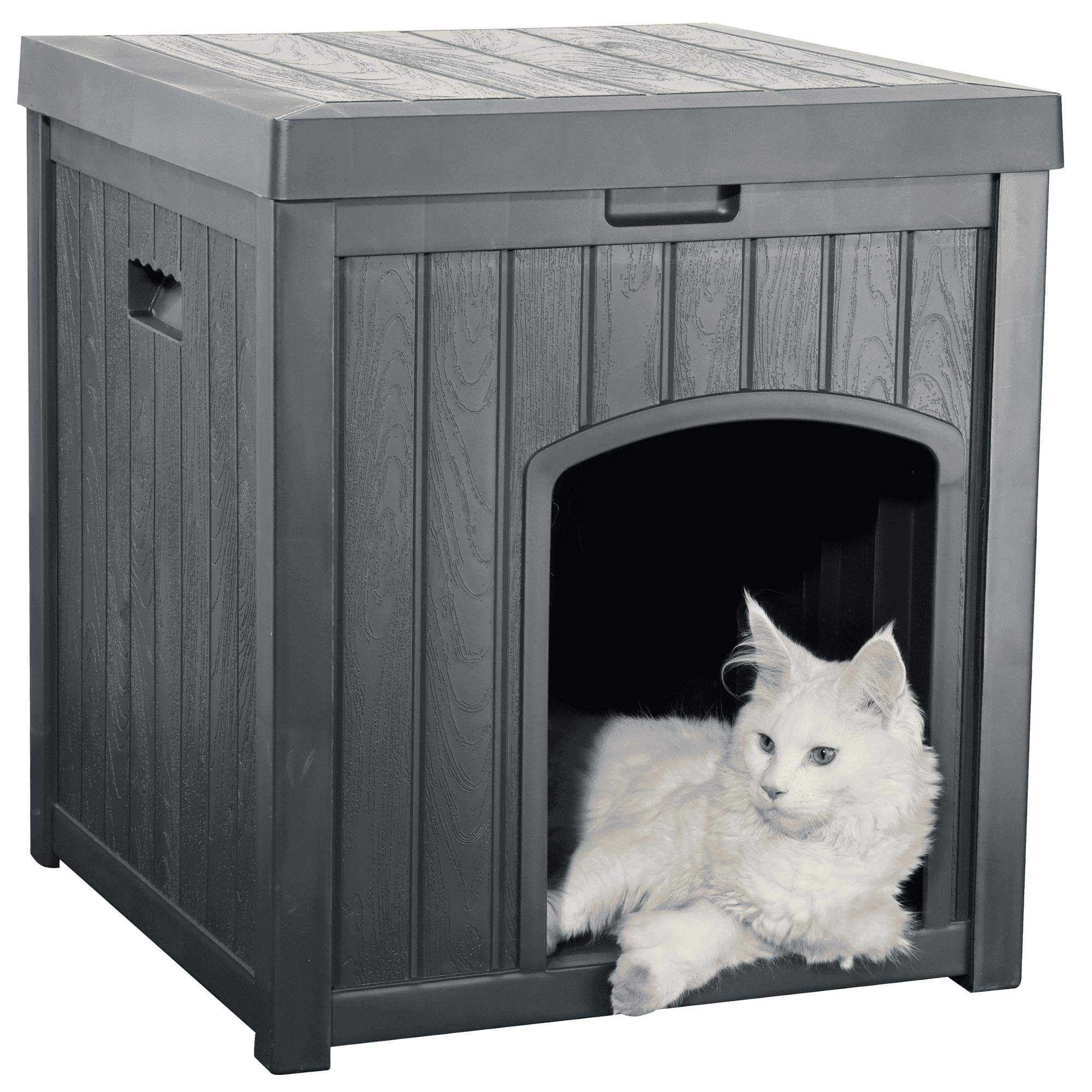 EHHLY Outdoor Cat House Waterproof, Outside Multiple Feral Cat Houses Weatherproof, Cat Litter Box Enclosure, Durable Resin Plastic, Brown